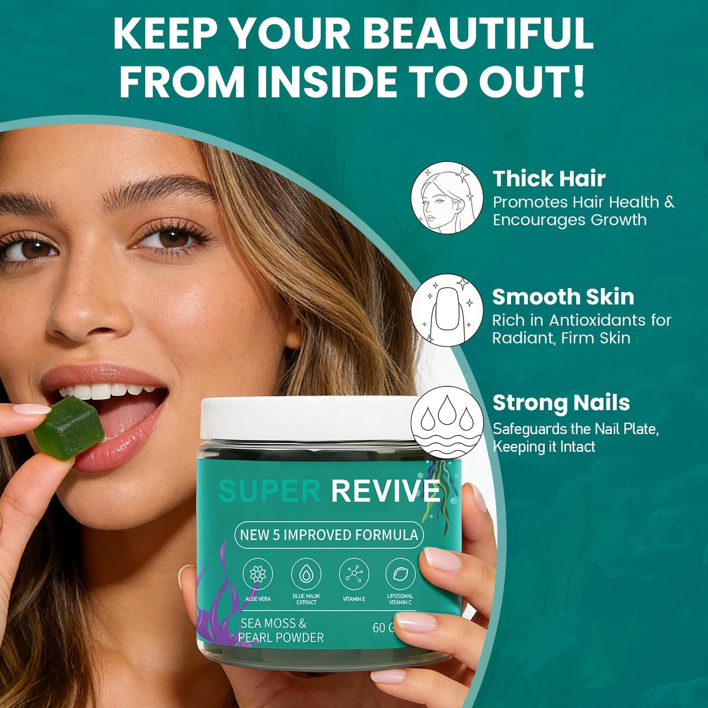 caicieter Super Revive for Hair Loss Gummies, 60 Count