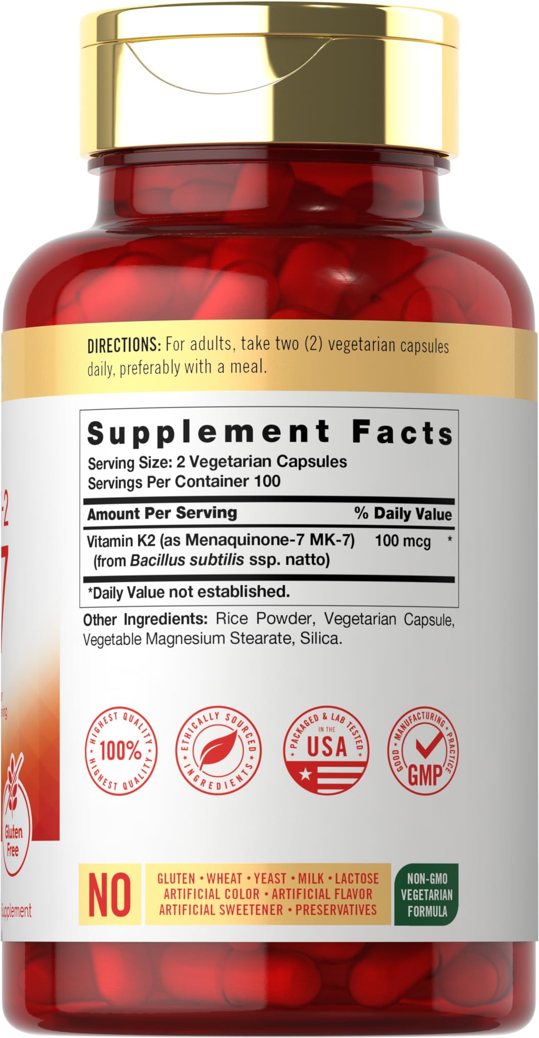 Carlyle MK-7 Vitamin K2 100 mcg 200 Capsules
