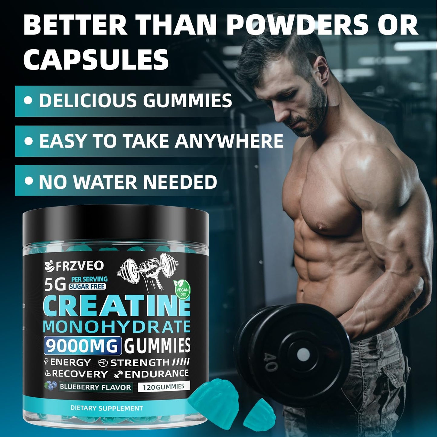 FRZVEO Creatine Monohydrate Gummies 120 Count