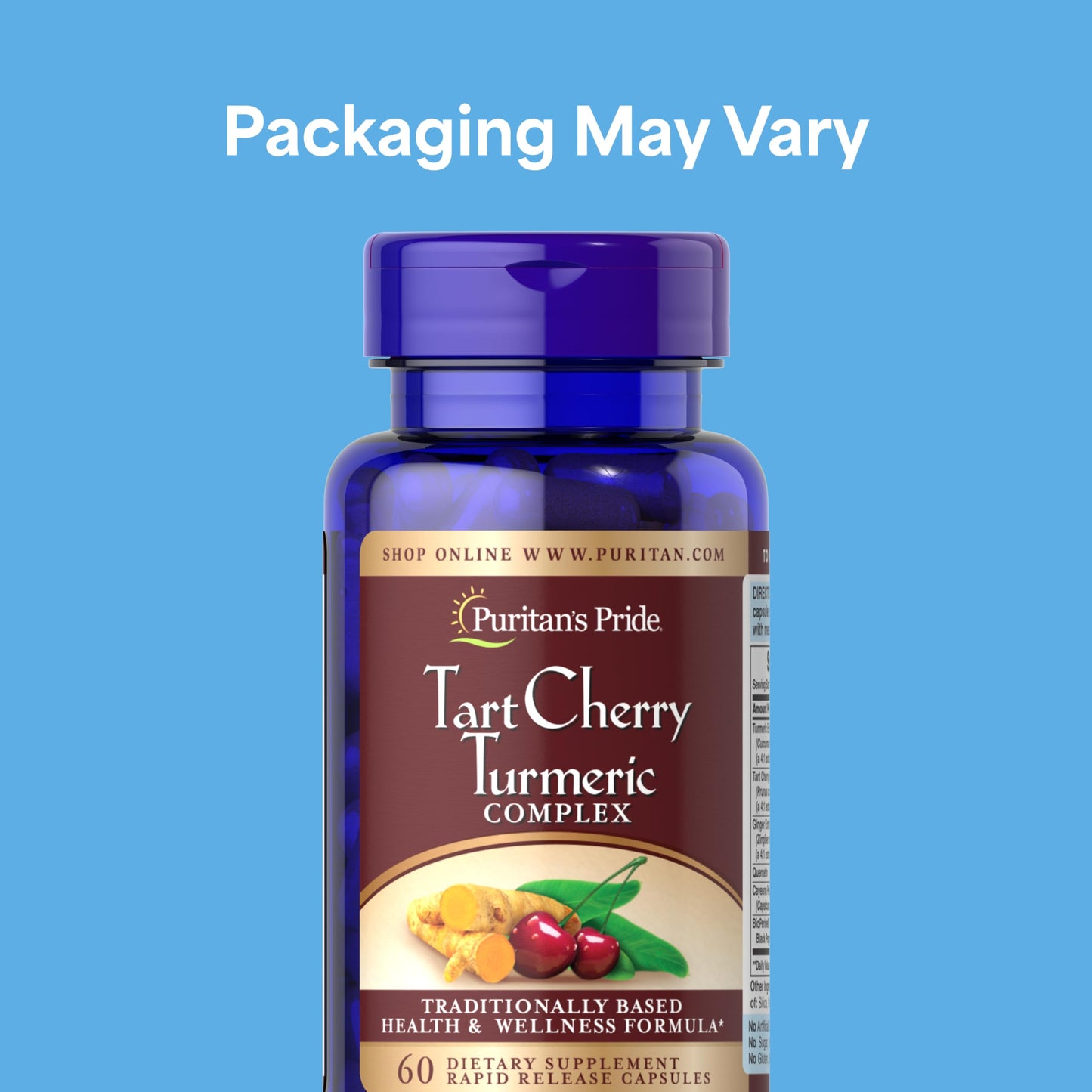 Puritan's Pride Tart Cherry Turmeric Complex Capsules, 60 Count