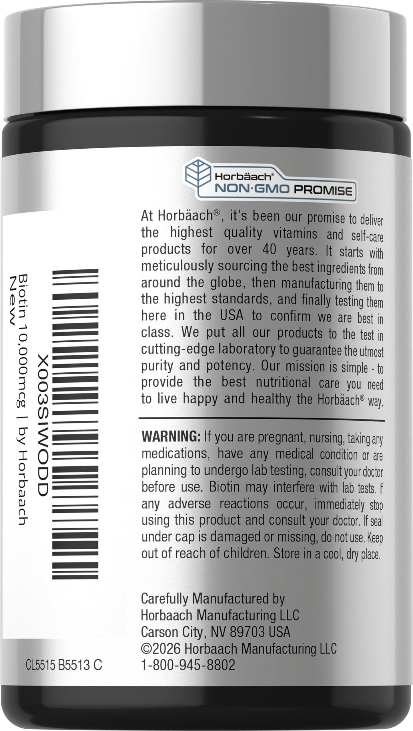 Horbäach Biotin 10000mcg Fast Dissolve Tablets 180 Count