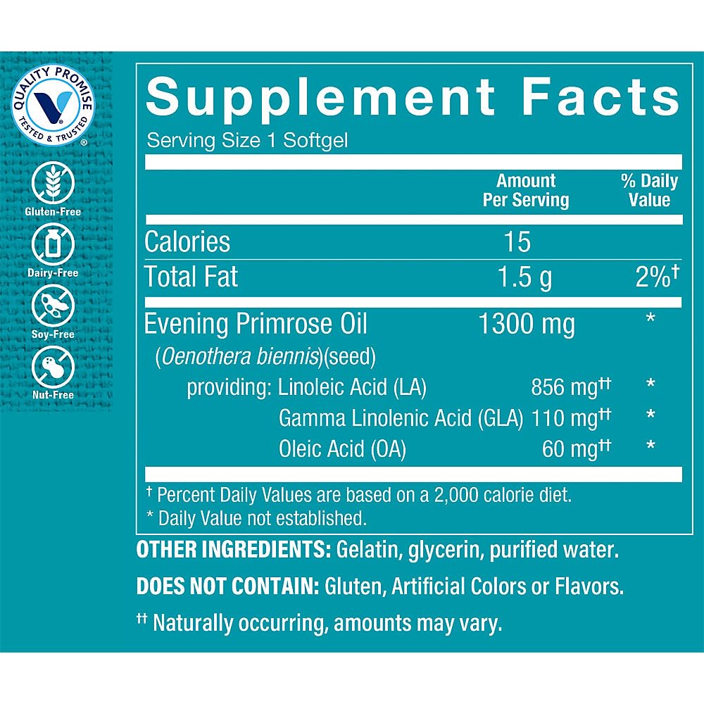 The Vitamin Shoppe Evening Primrose Oil 1300mg Softgels 120