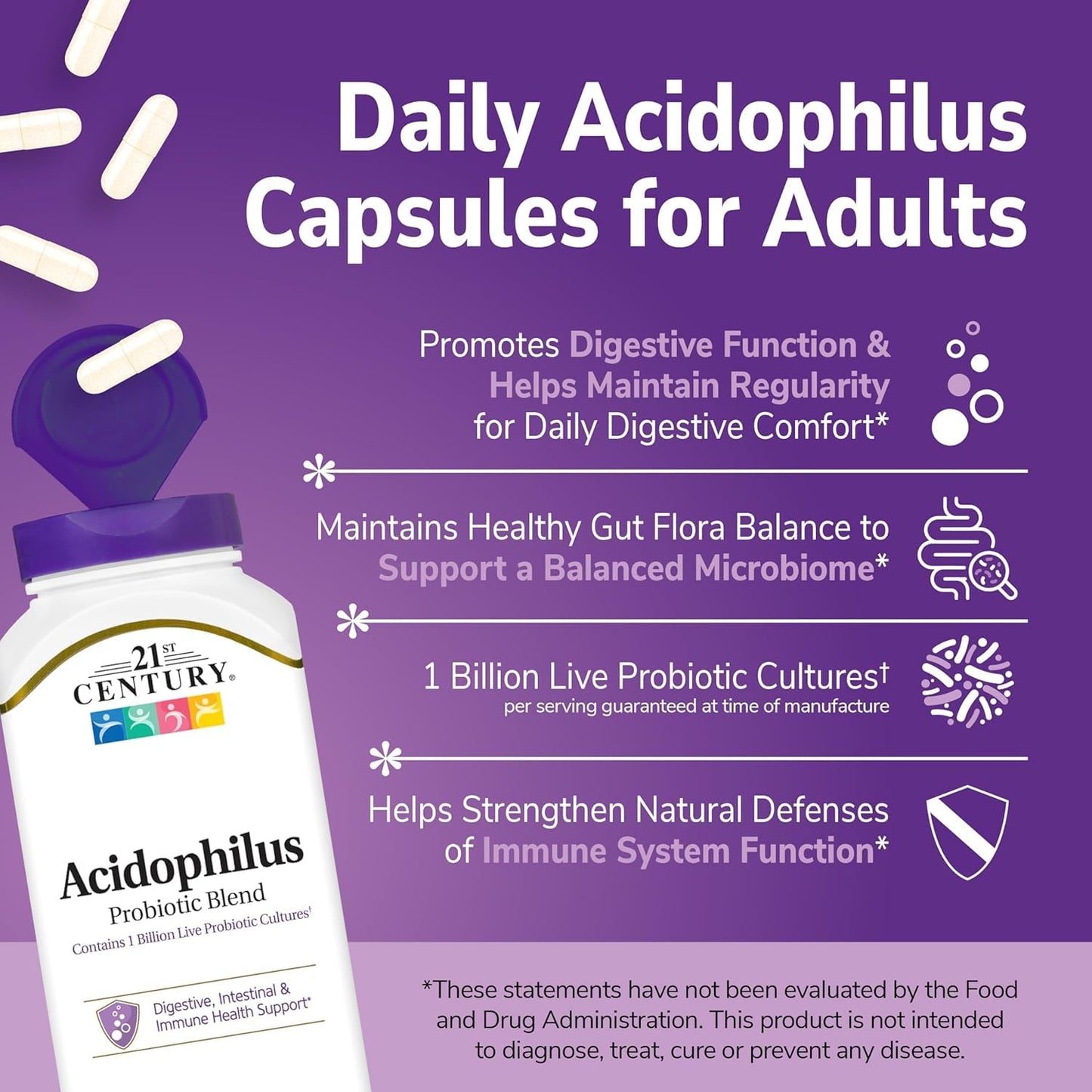 21st Century Acidophilus Probiotic Blend Capsules 450 Capsules