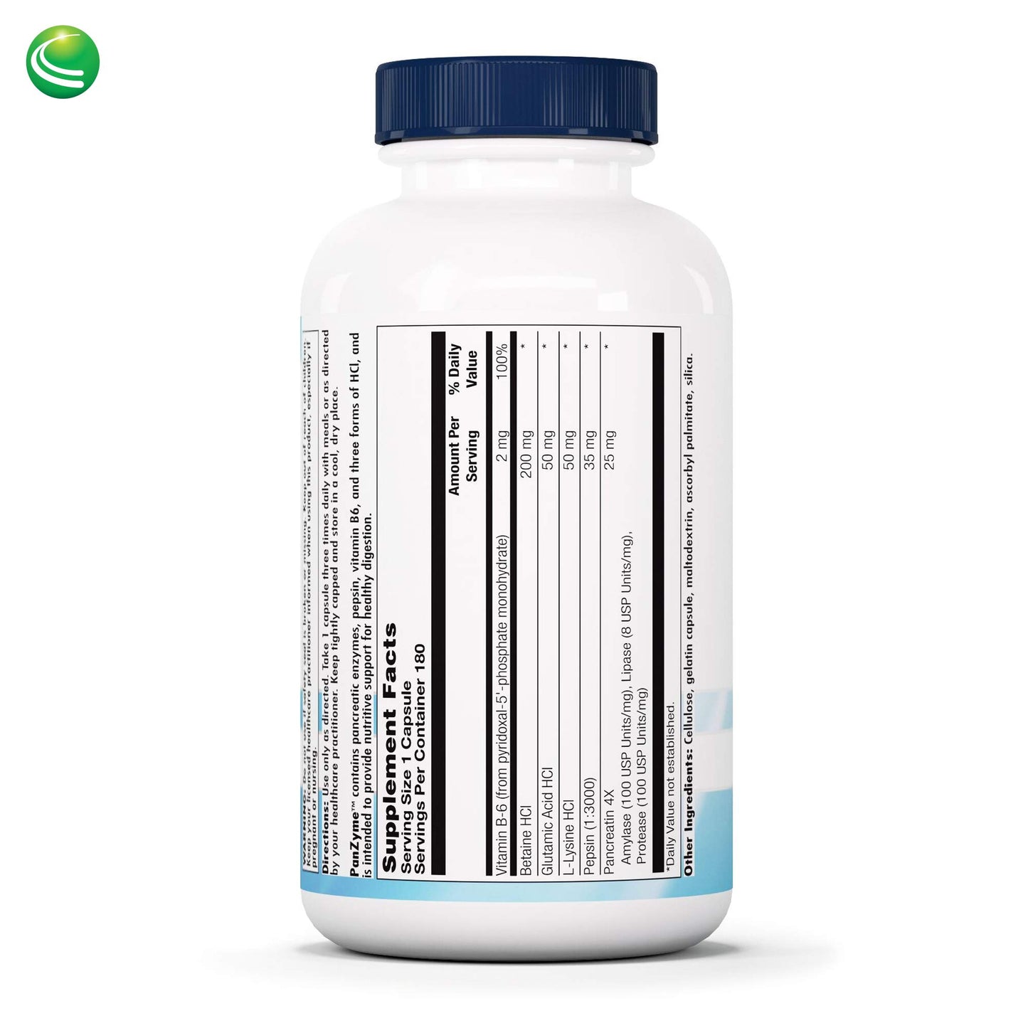 Nutra BioGenesis PanZyme Betaine HCl with Pepsin, Pancreatin, Lipase and Protease, Cellular Energy, Nervous System and Metabolic Health Support, 180 Capsules