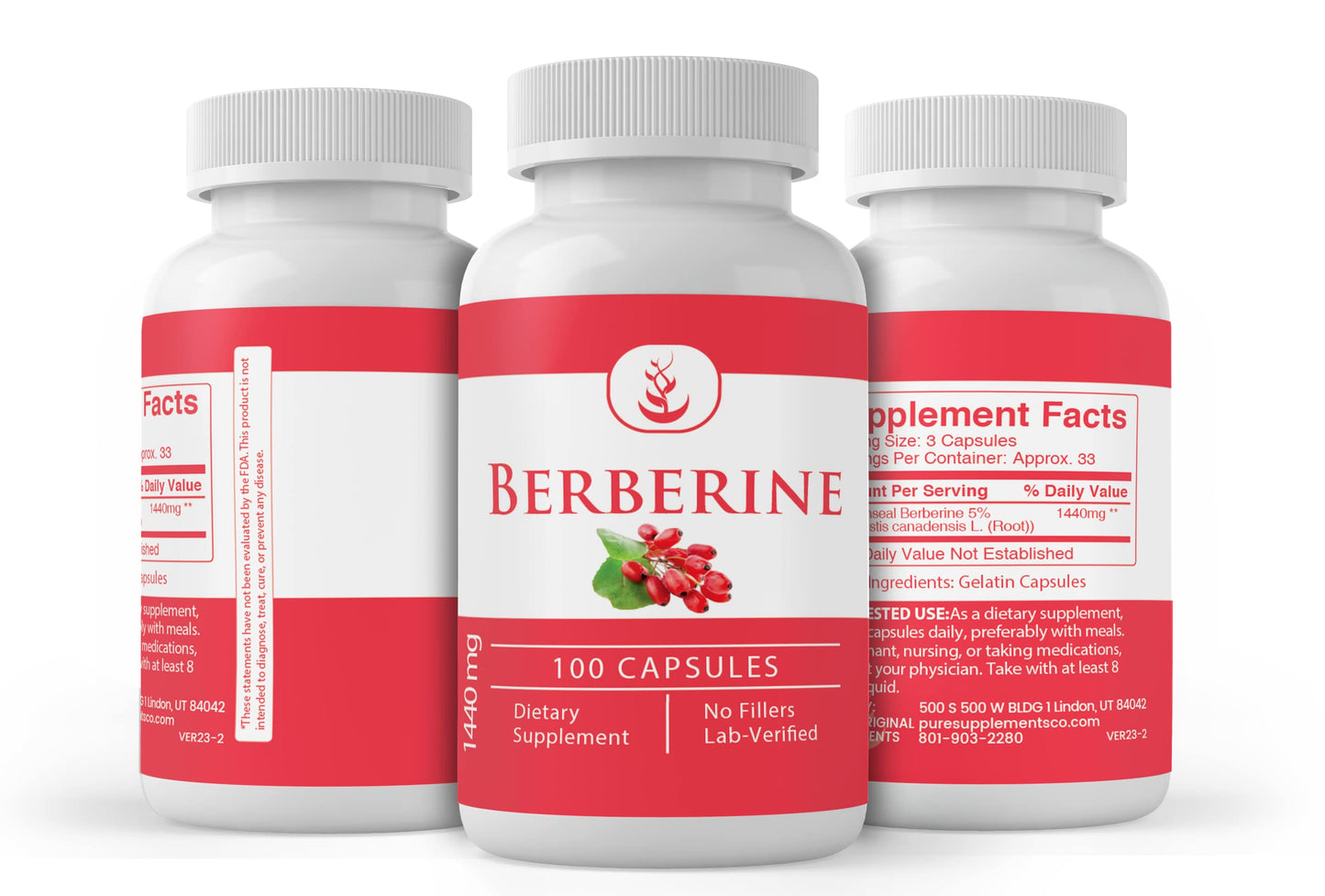 PURE ORIGINAL INGREDIENTS Berberine Capsule, 200 Capsules