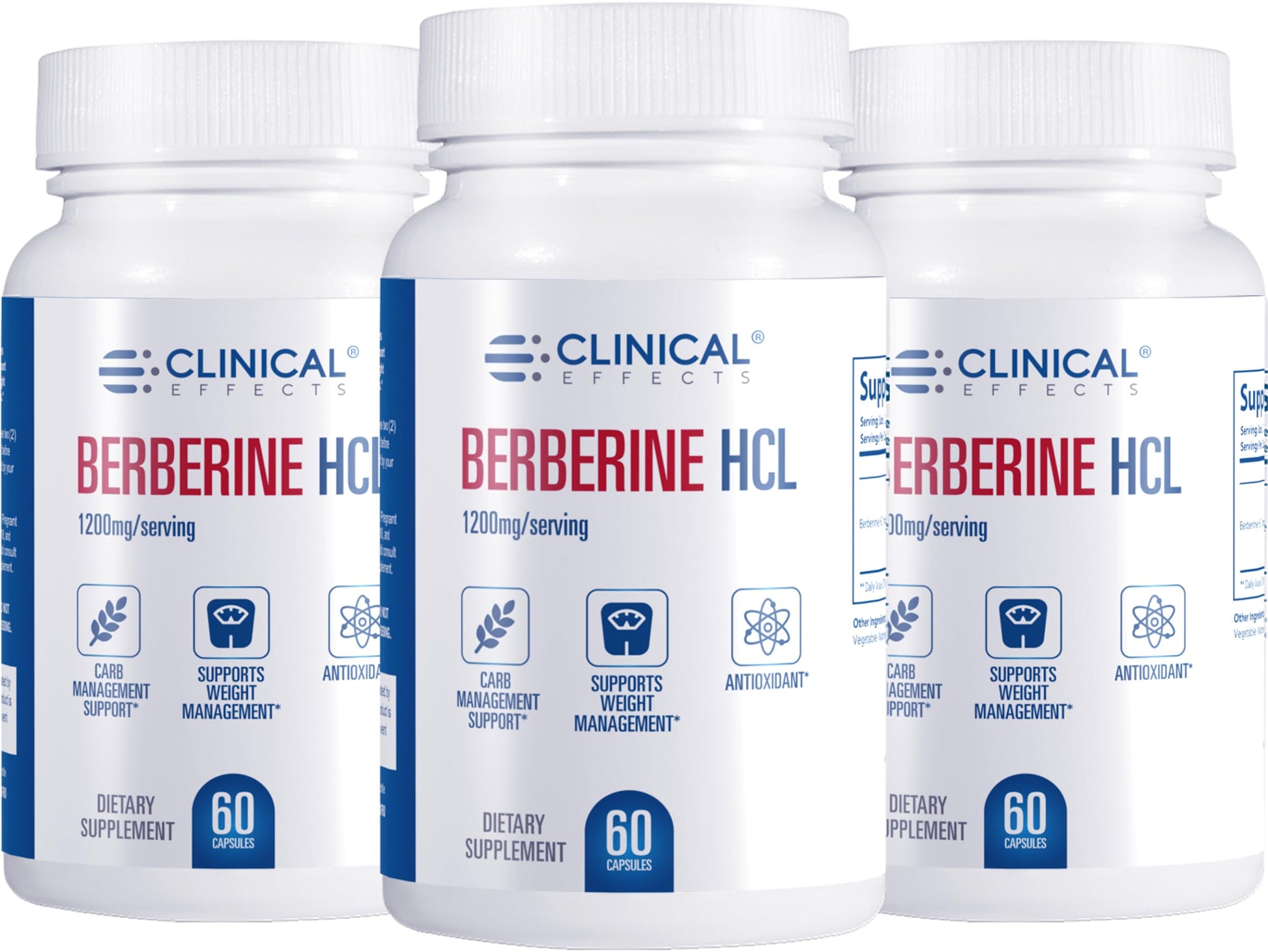 Clinical Effects Berberine HCL - Pure Berberine 1200mg - Liver Support - Vegan Supplement Capsules 180 Count