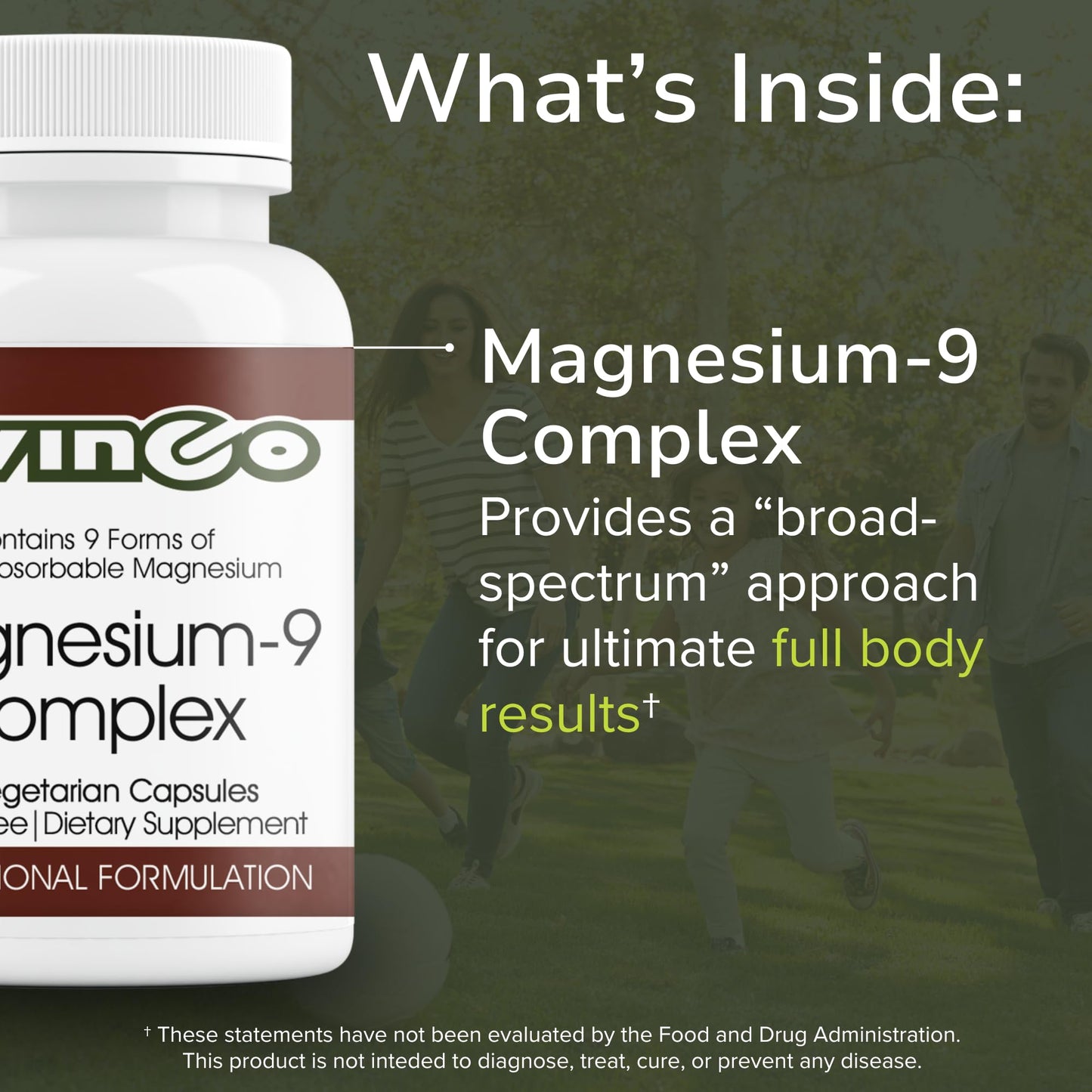 Vinco Magnesium-9 Complex Advanced Muscle Support Daily Supplement Capsules, 60 Count