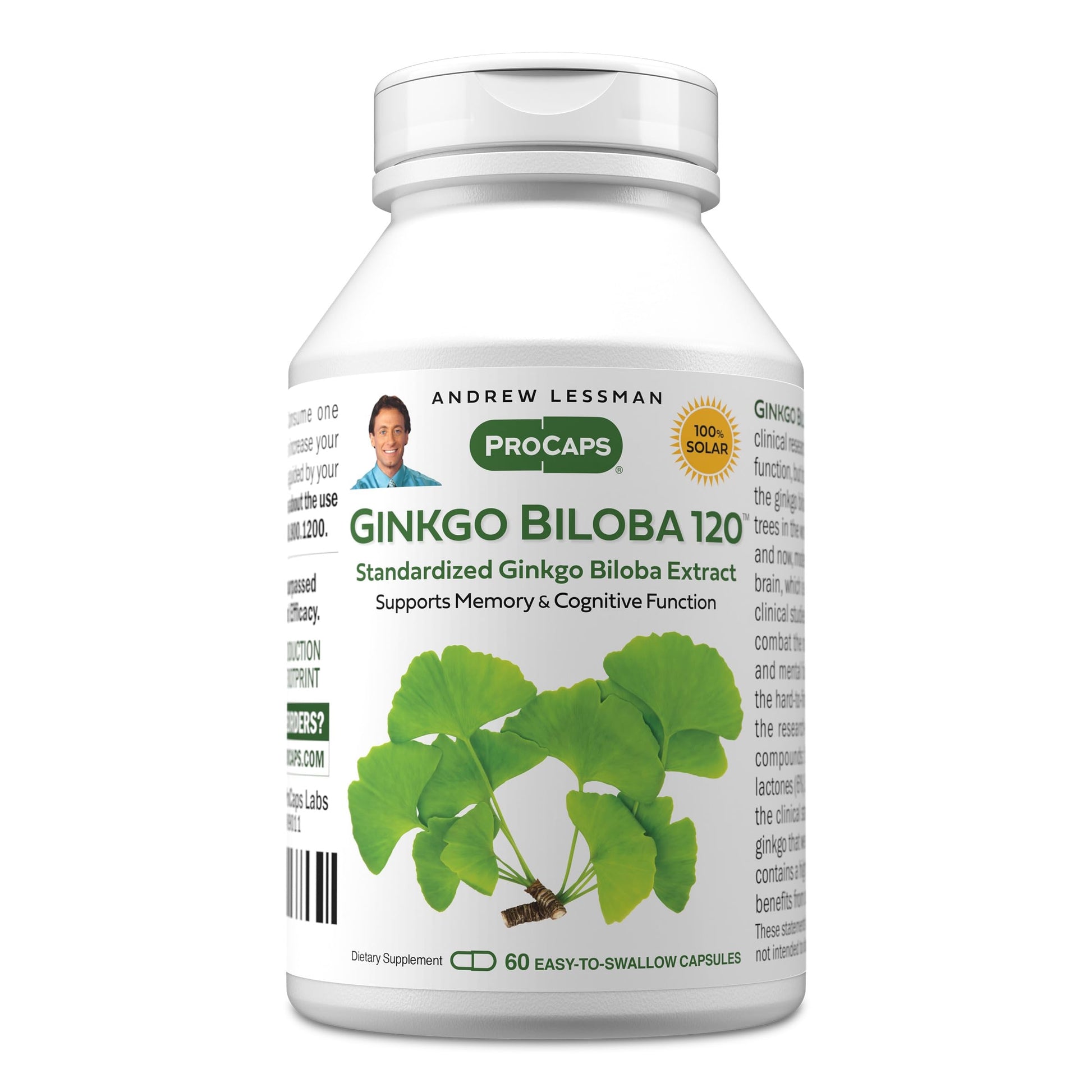 ANDREW LESSMAN Ginkgo Biloba 120mg Standardized Extract Capsules, 60 Count
