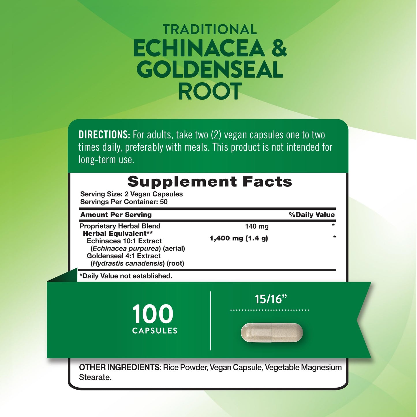 Nature's Truth Echinacea Goldenseal Capsules 100 Count