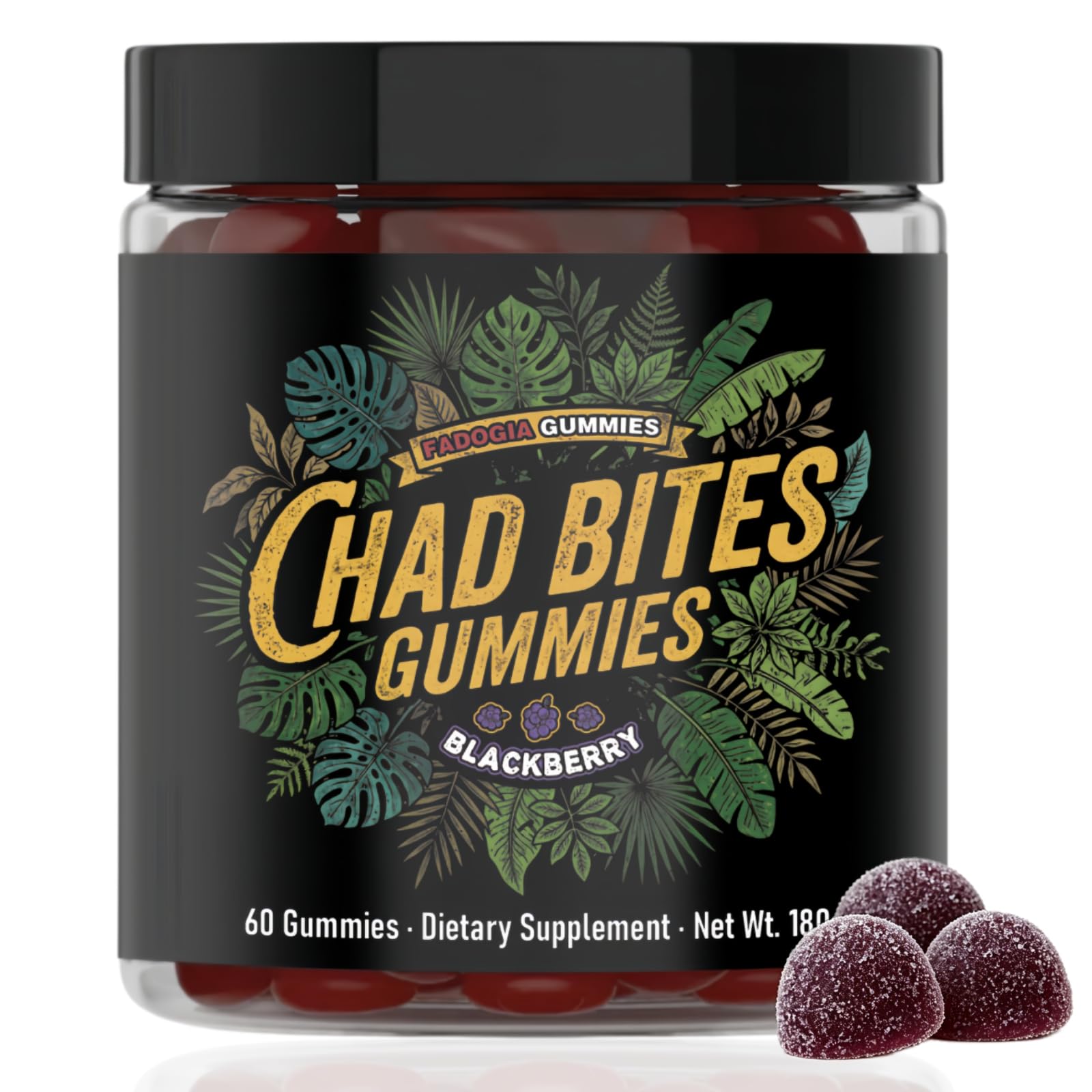 Chad Bites Gummies for Men Blackbrries Flavor Gummy 60 Count