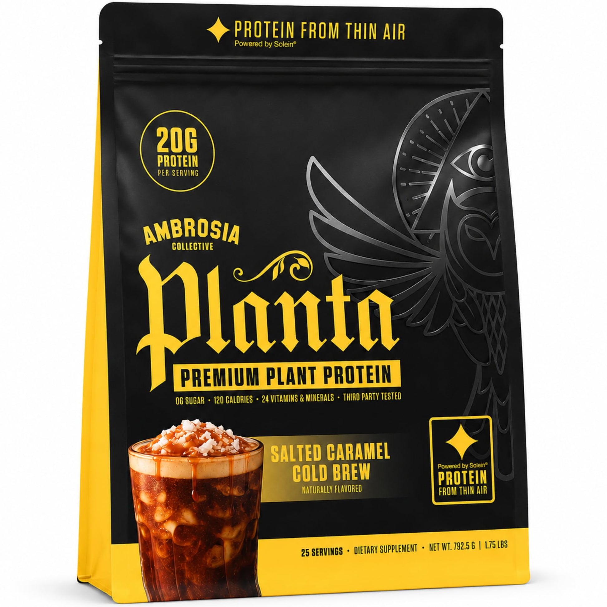 Ambrosia Plant Based Protein Powder Salted Caramel Cold Brew 1.75 Pounds