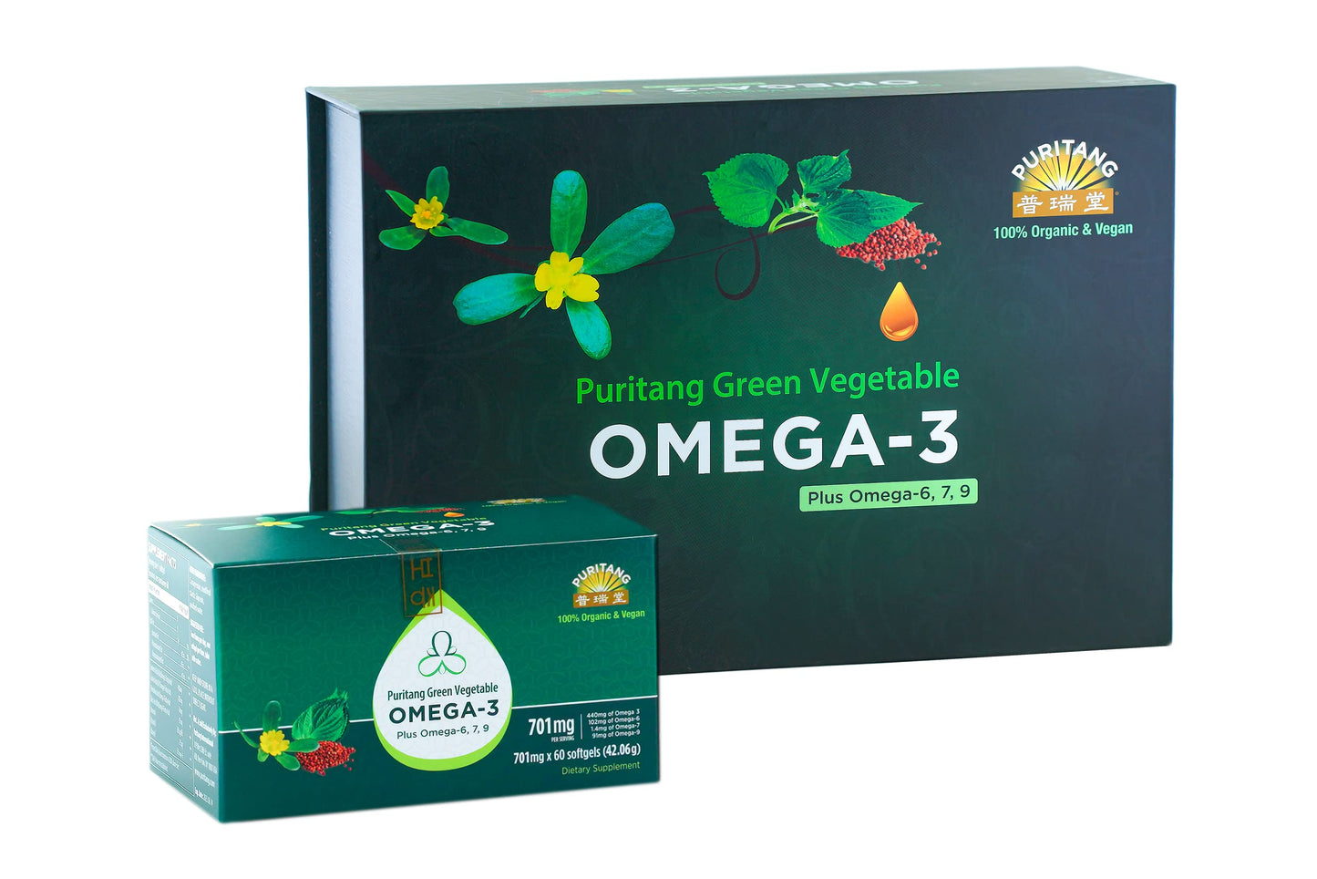 PURITANG Green Vegetable Omega-3 Plus Omega-6,7,9 Softgels 60 Count