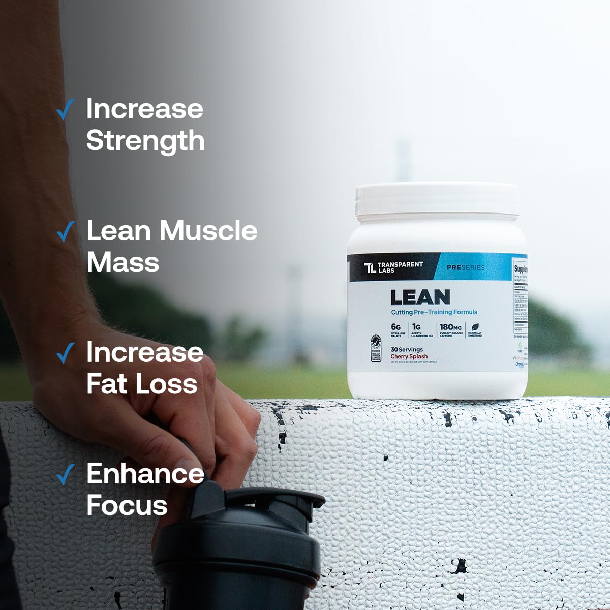 Transparent Labs Lean Pre-Workout Powder - Body Recomposition Pre Workout for Men and Women, 14.7 oz, 30 Servings