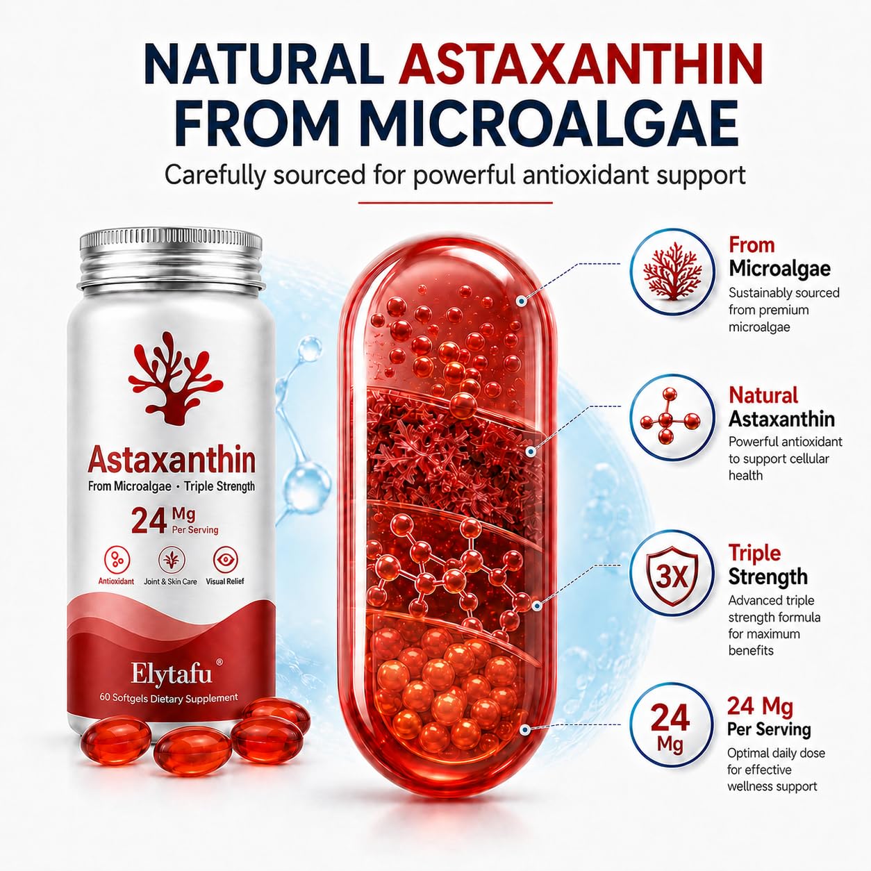 Elvtafu Astaxanthin Supplements Softgels 60