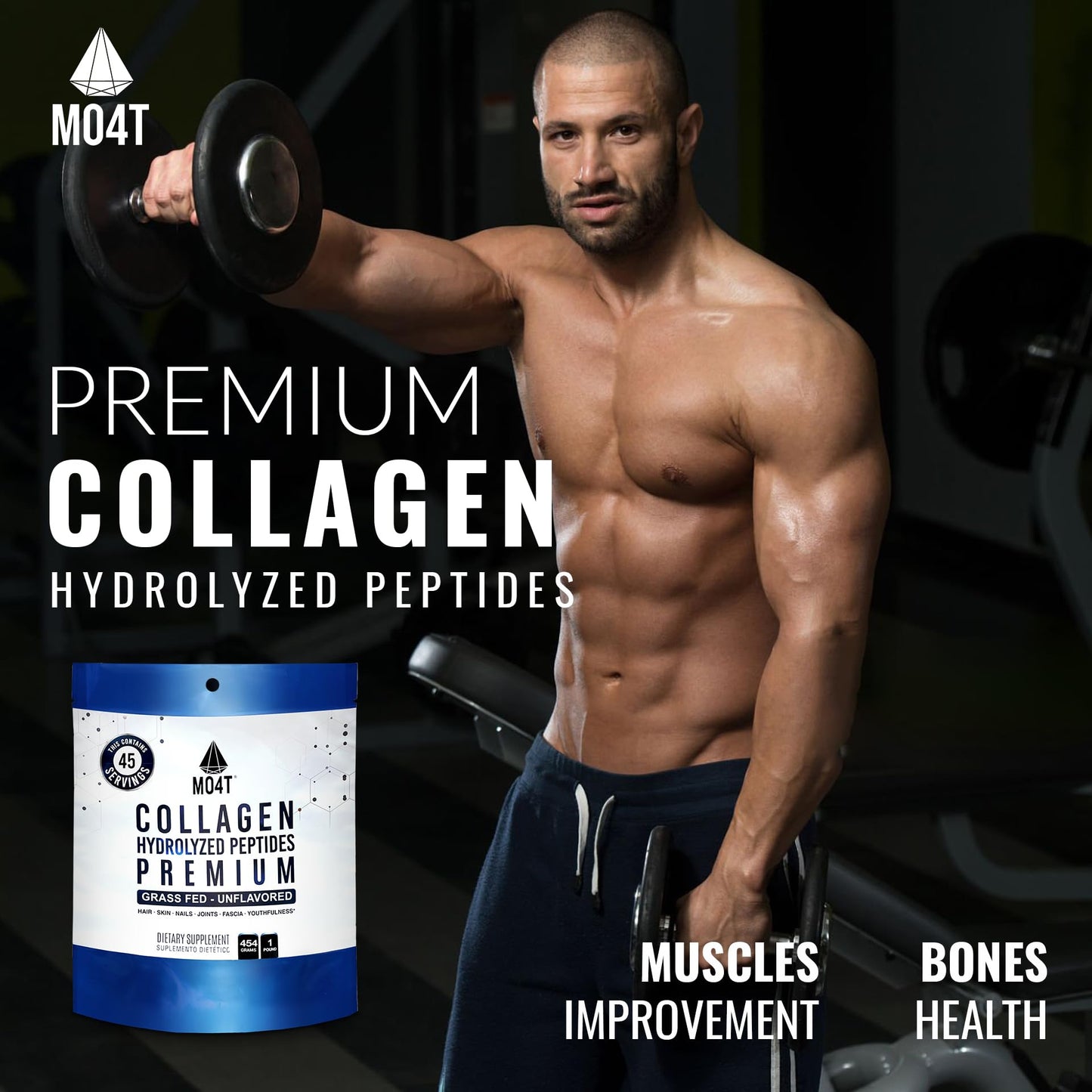 MOMOF4TRANSFORM MO4T Collagen Peptides Collagen Powder - Hydrolyzed Collagen - Grass-Fed - Unflavored, 1 Pound, 16