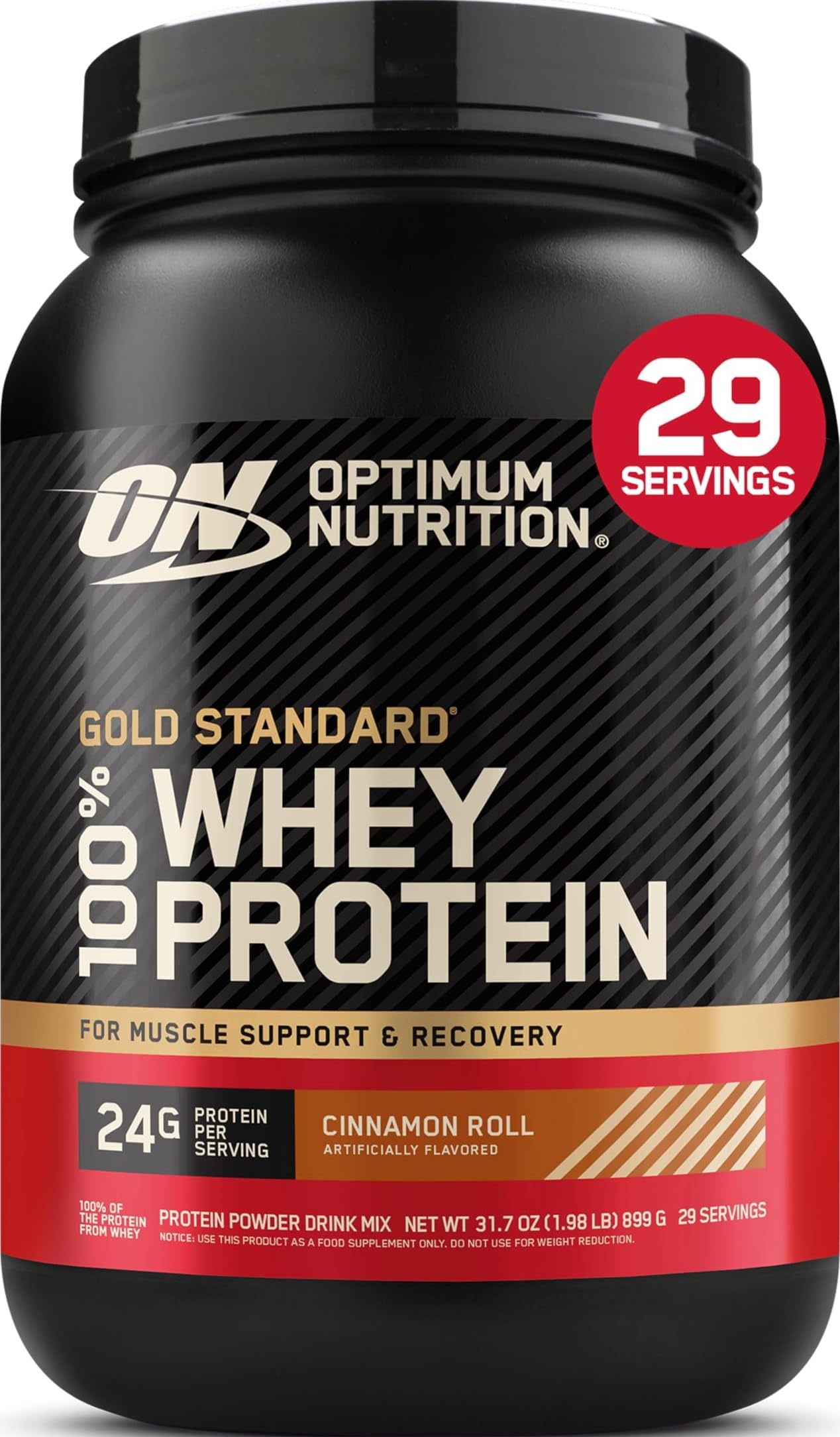 Optimum Nutrition Gold Standard Whey Protein Powder Cinnamon Roll 2 lb 32 Servings