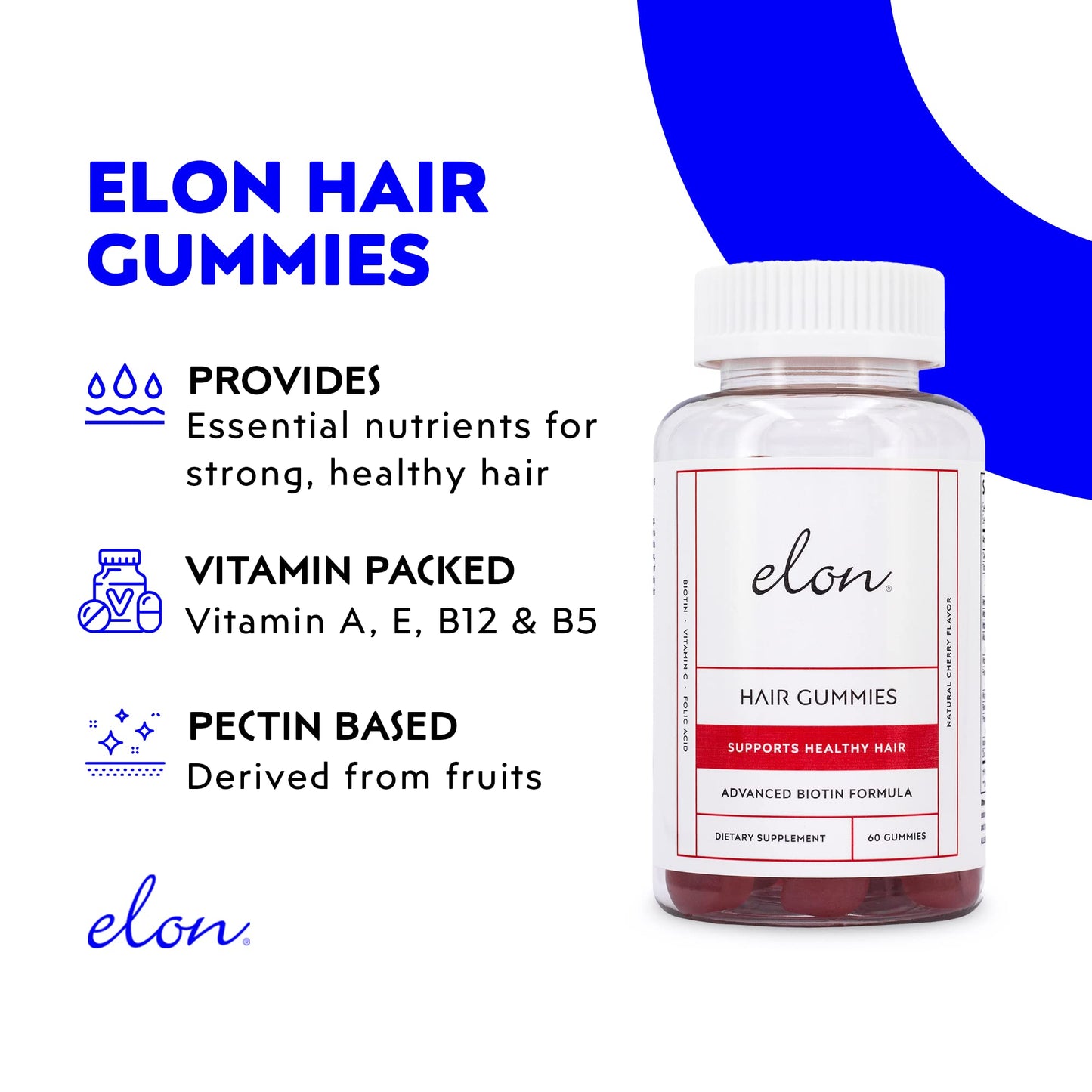 Elon Biotin Gummies for Hair Growth Chewable, 60 Count