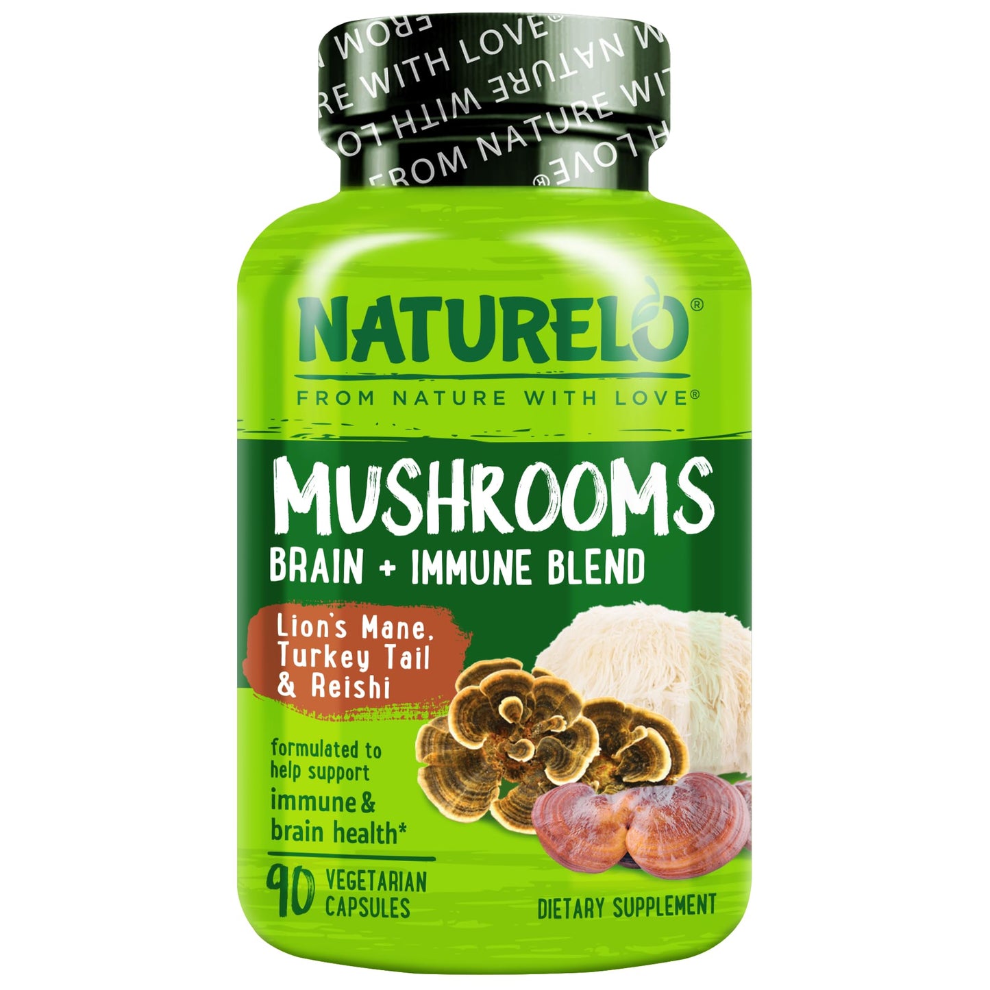 NATURELO Mushroom Supplement Capsules, 90 Count