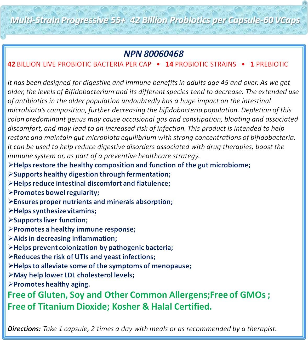 NOVA Probiotics Multi-Strain Progressive 55+ 42 Billion Probiotics per Capsule, 60 Capsules