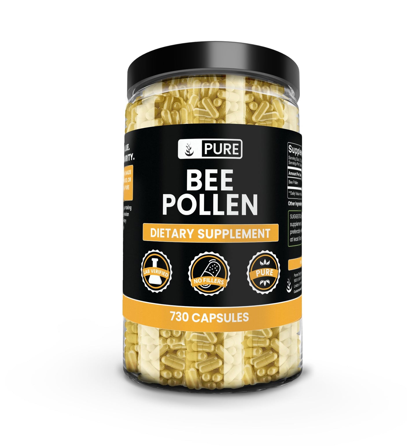 PURE ORIGINAL INGREDIENTS Bee Pollen Capsules 365