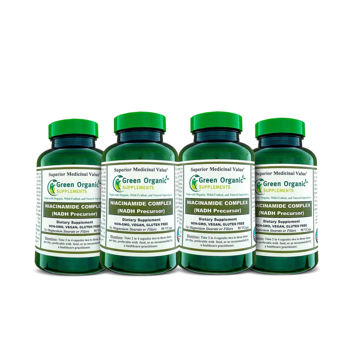 Green Organic Supplements Niacinamide, Niacin, NAD, NADH High Absorbable Vitamin B3 90 Capsules