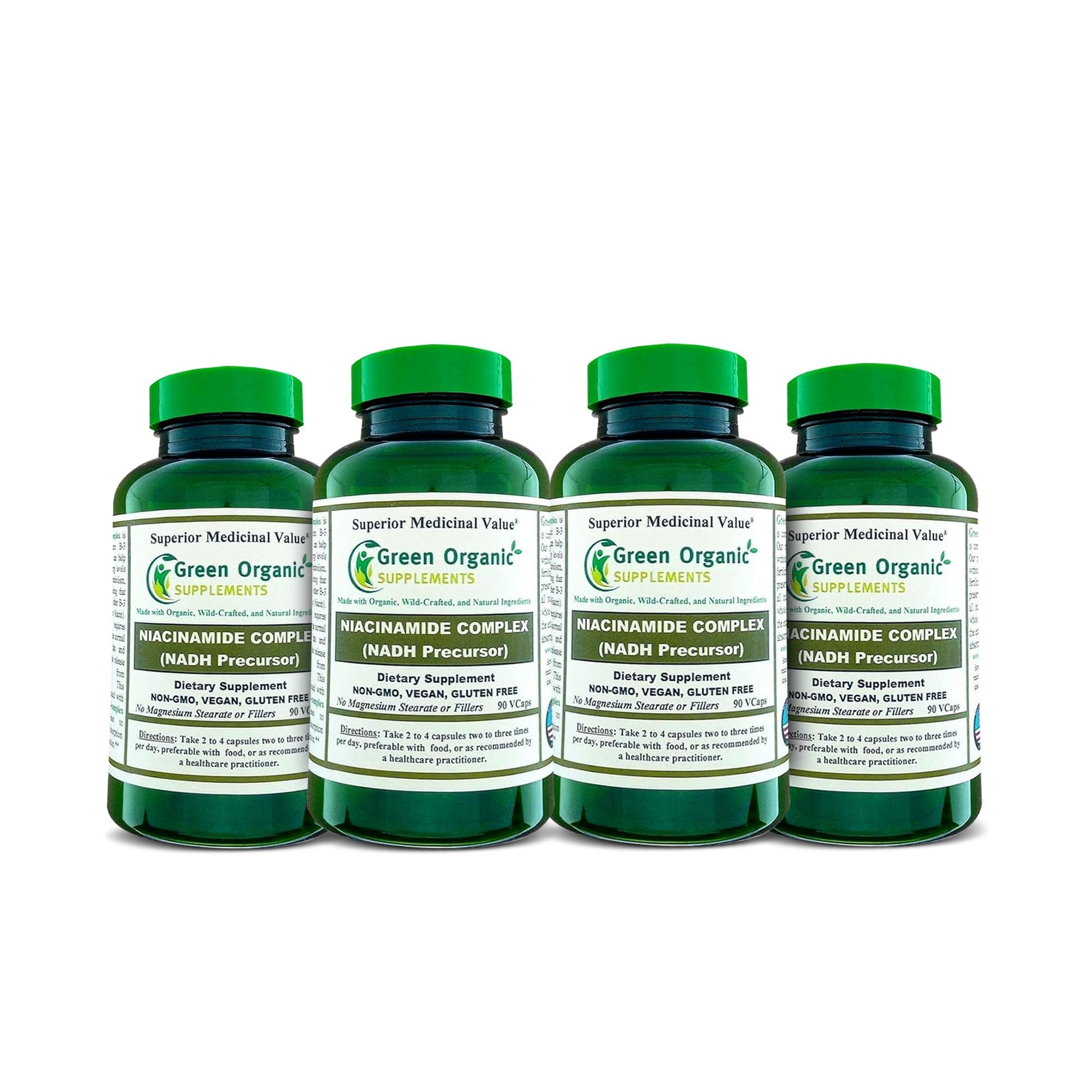 Green Organic Supplements Niacinamide, Niacin, NAD, NADH High Absorbable Vitamin B3 90 Capsules