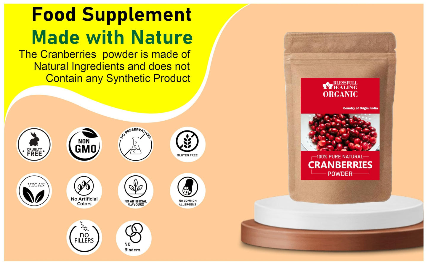 Blessfull Healing Organic Cranberries Powder 100 Gram