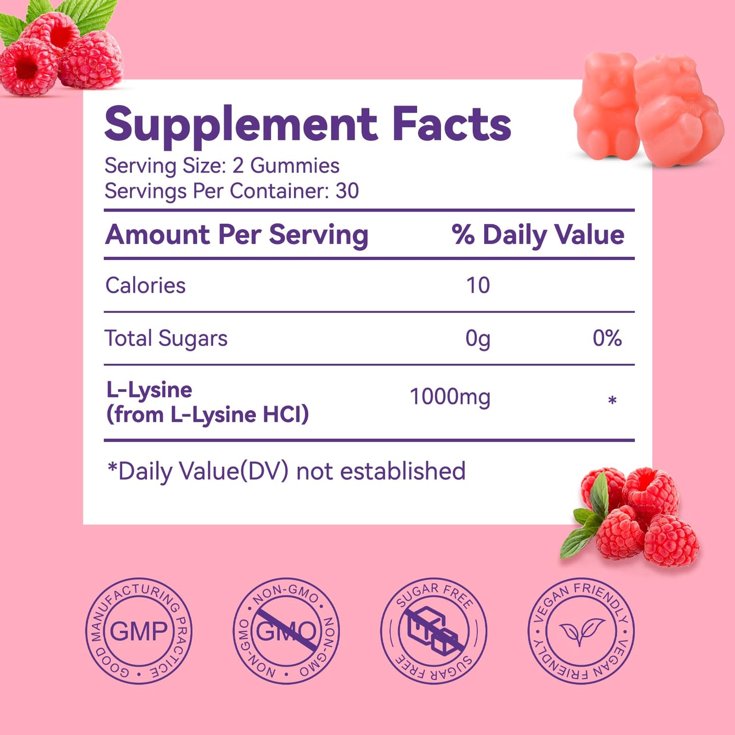 EAZGOO L-Lysine 1000mg Gummies, 60 Count