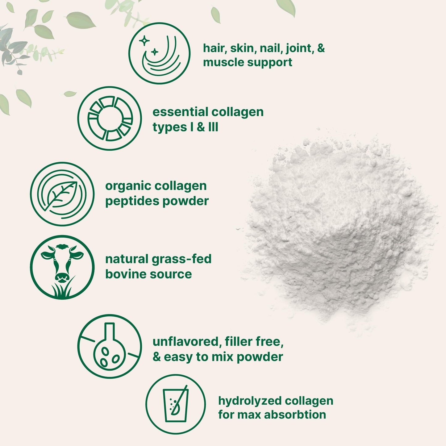 Micro Ingredients Collagen Peptides Powder Organic, 12 oz, Type I & III + Natural Protein, Grass-Fed Bovine Source, Unflavored, Non-GMO