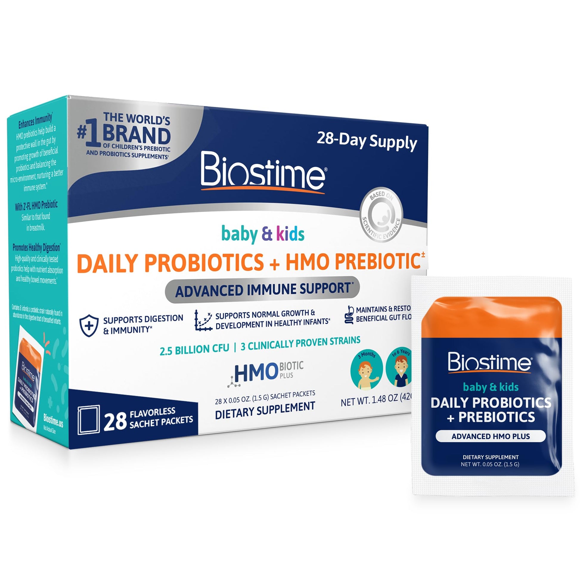Biostime Baby Probiotic for Kids with HMO & Prebiotic Fiber Powder 1.58 Ounce