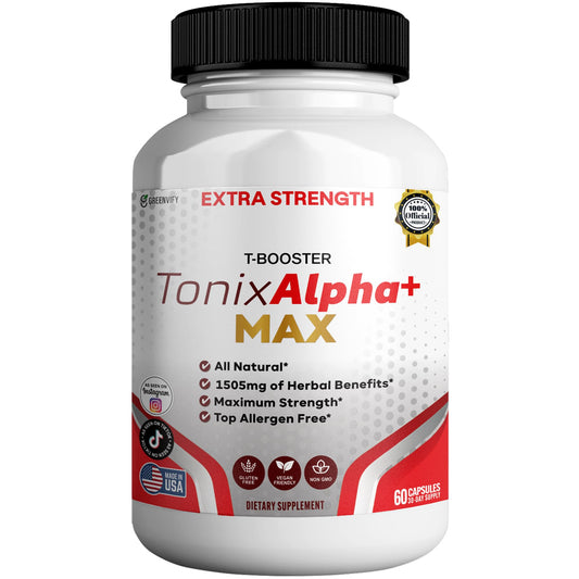 GREENVIFY Tonix Alpha+ Max T-Booster Supplement, 60 Capsules