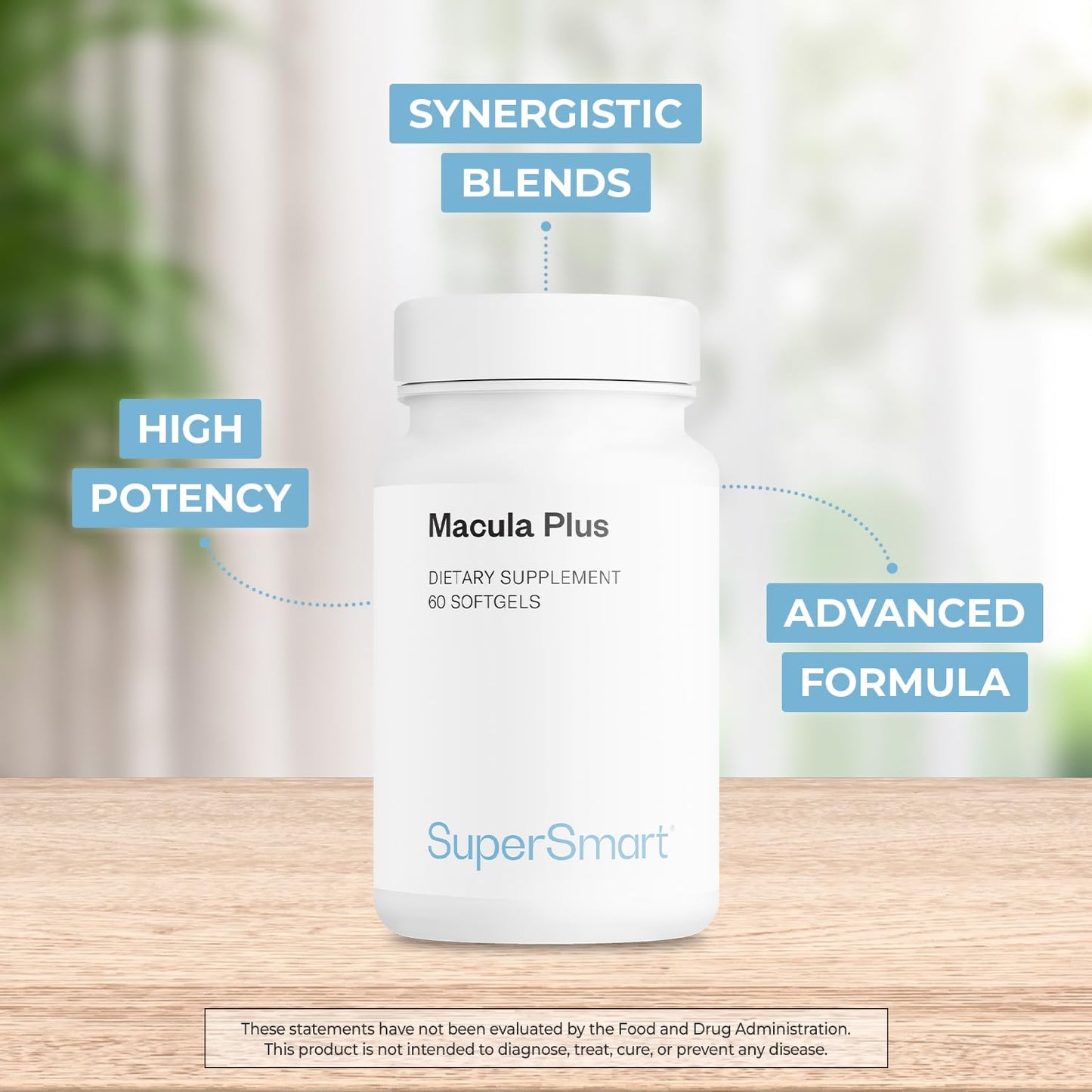 Supersmart Macula Plus (High Potency Complex) - with Lutein, Zeaxanthin, Astaxanthin, Cyanidin 3-Glucoside - Advanced Eyes Supplement 60 Softgels