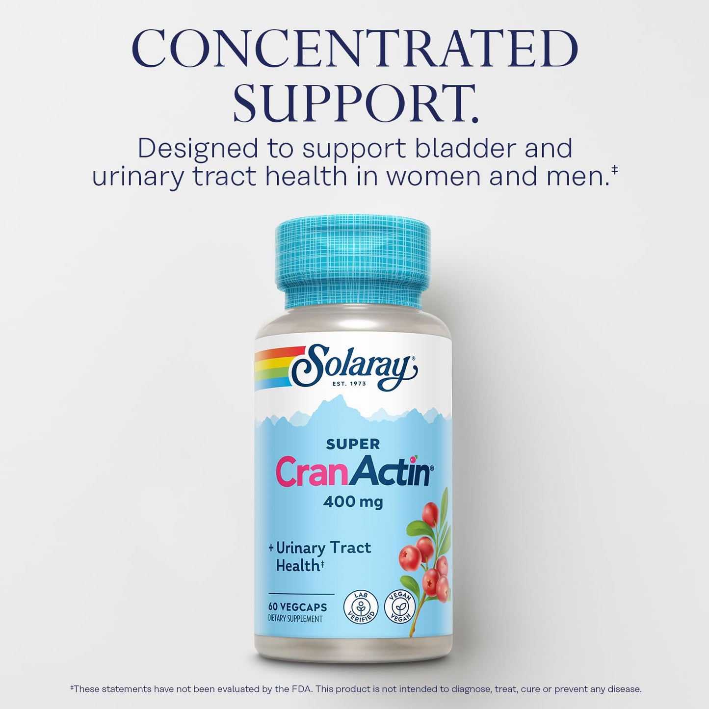 SOLARAY Super CranActin Cranberry Extract 400mg Capsules, 60 Count