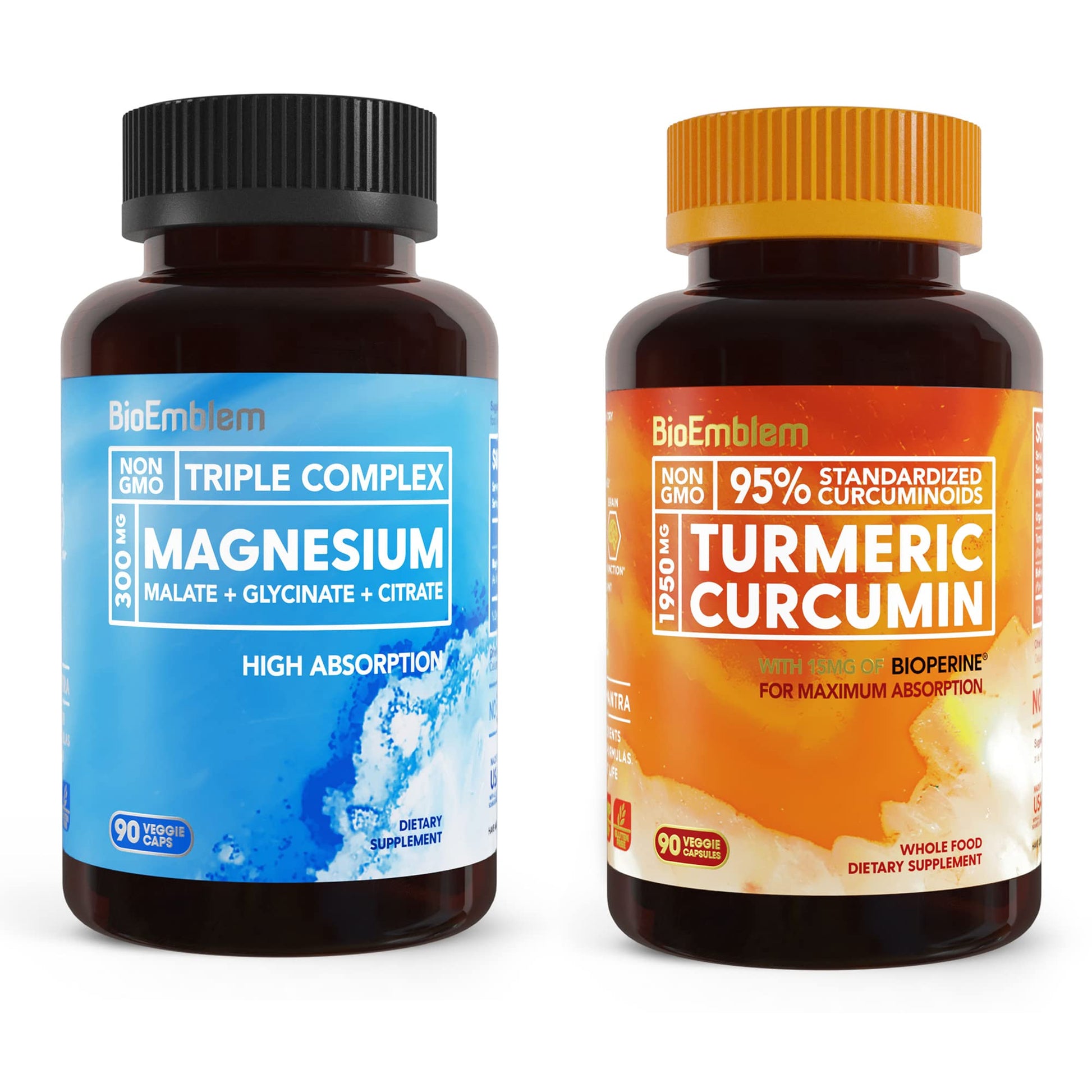 BioEmblem Turmeric Curcumin Supplement with BioPerine Powder, 1