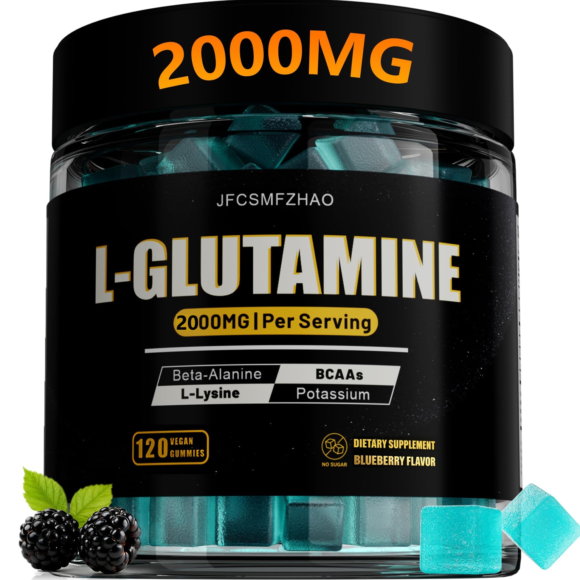 JFCSMFZHAO L-Glutamine 2000mg Gummies 120 Count