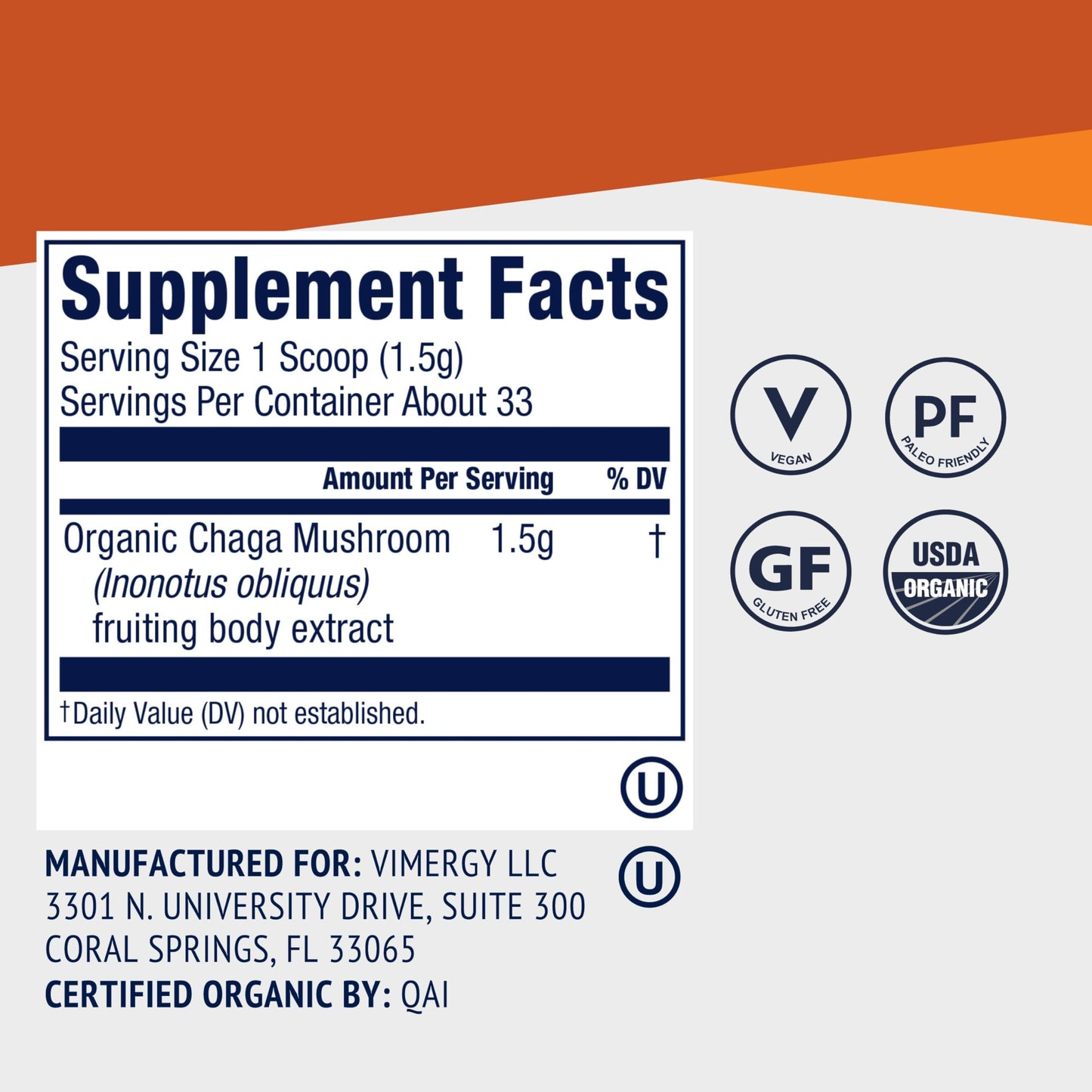 Vimergy Chaga Powder 1.76 oz