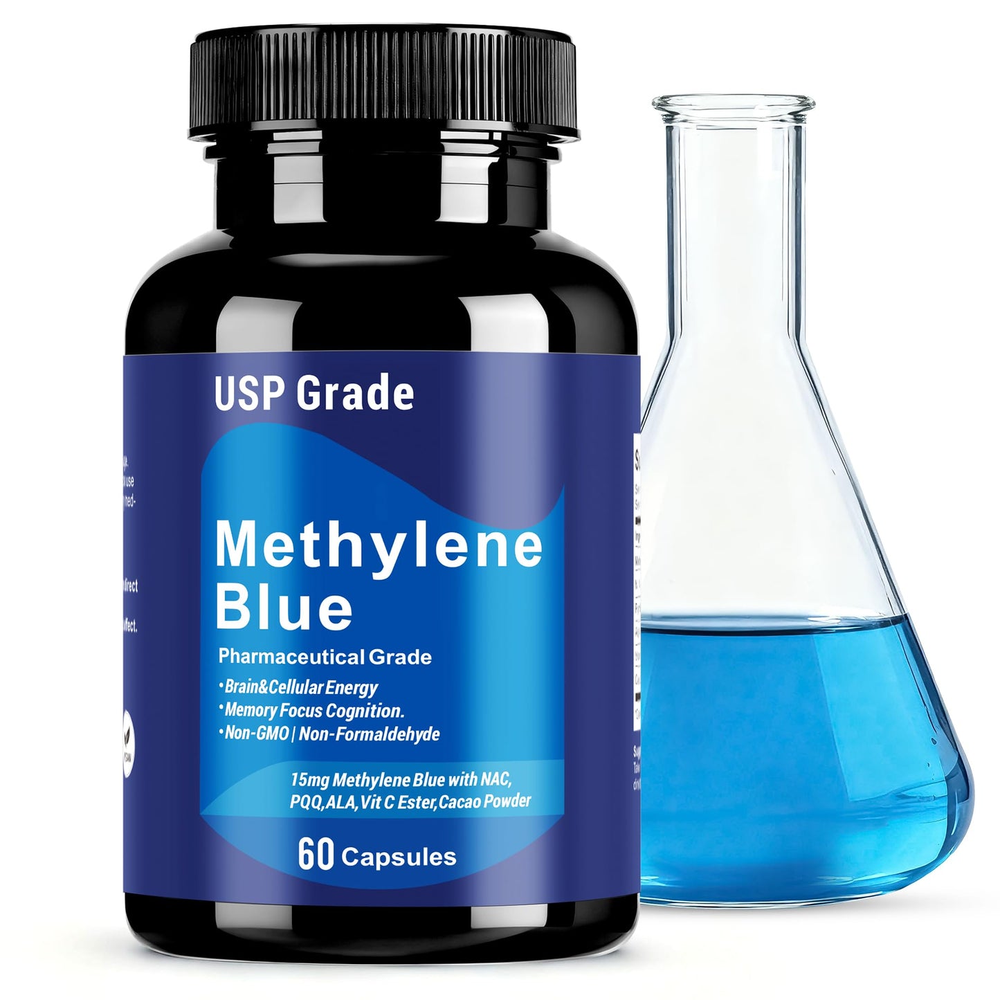Crobirware USP Grade Methylene Blue 15mg Capsules, 60 Count