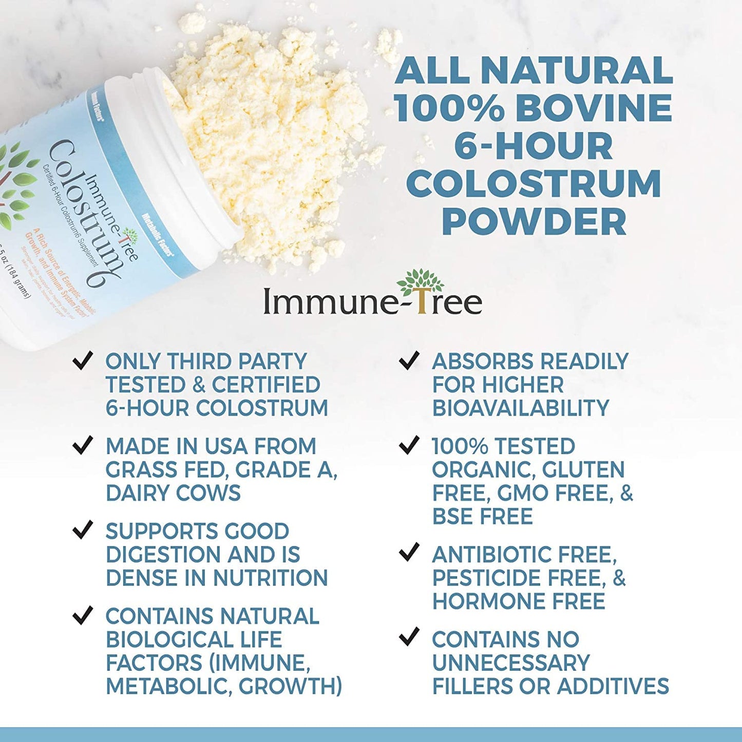 Immune-Tree 100% Pure Bovine Colostrum Powder (Grass-Fed) 35