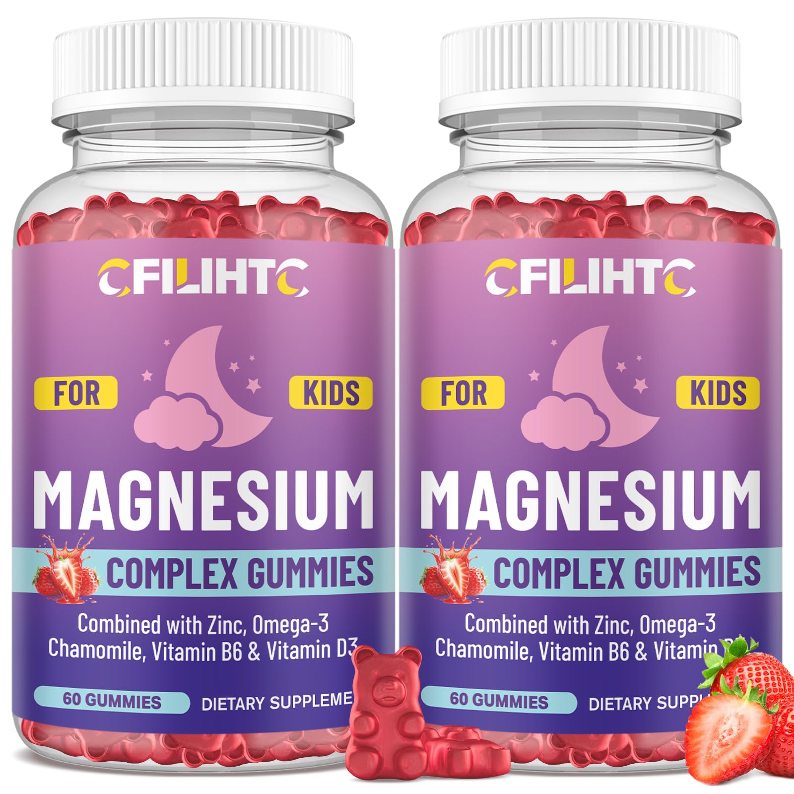 CFILIHTC Kids Magnesium Glycinate Gummies - Sugar Free - 120 Gummies