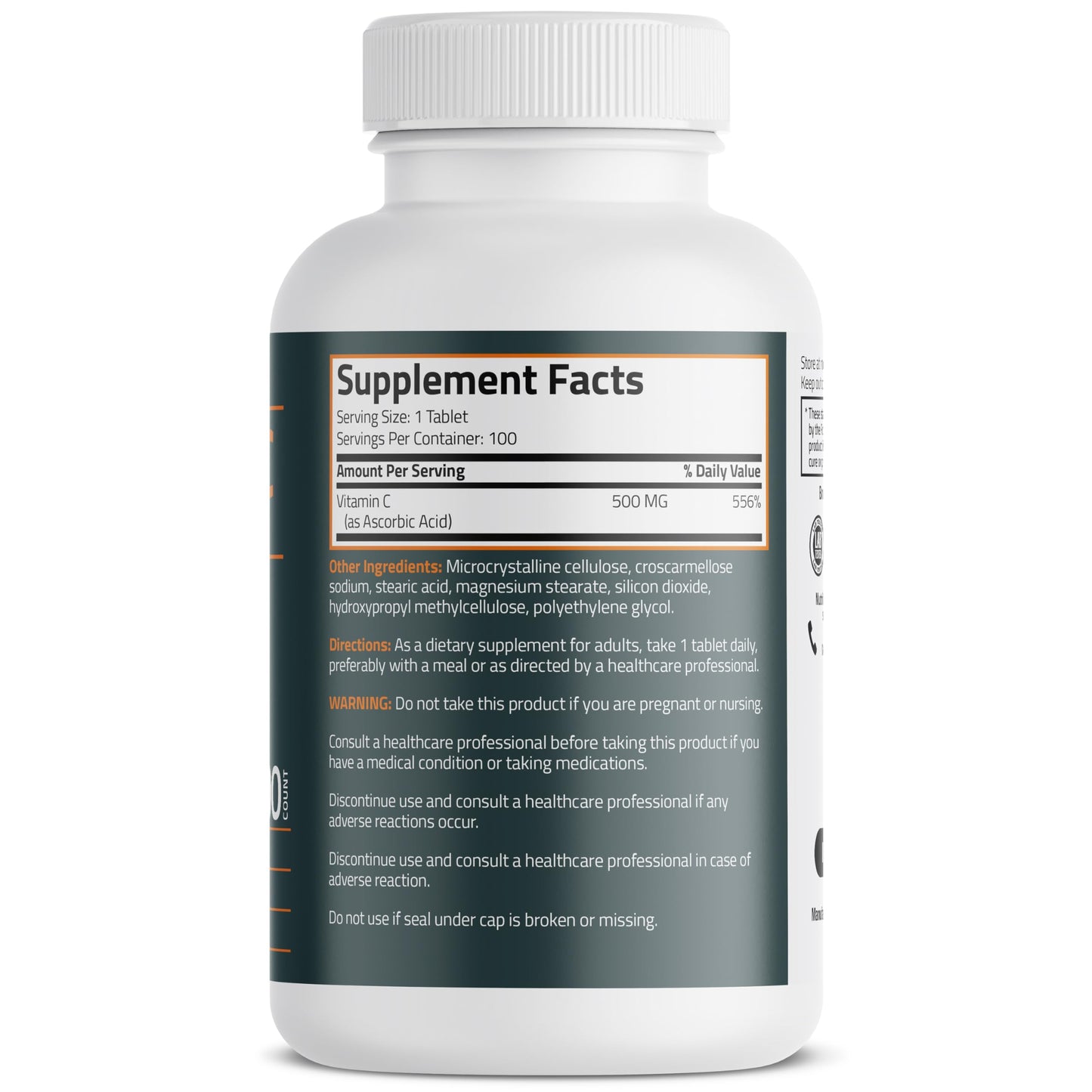 Bronson Vitamin C 500 mg Tablet, 100 Count