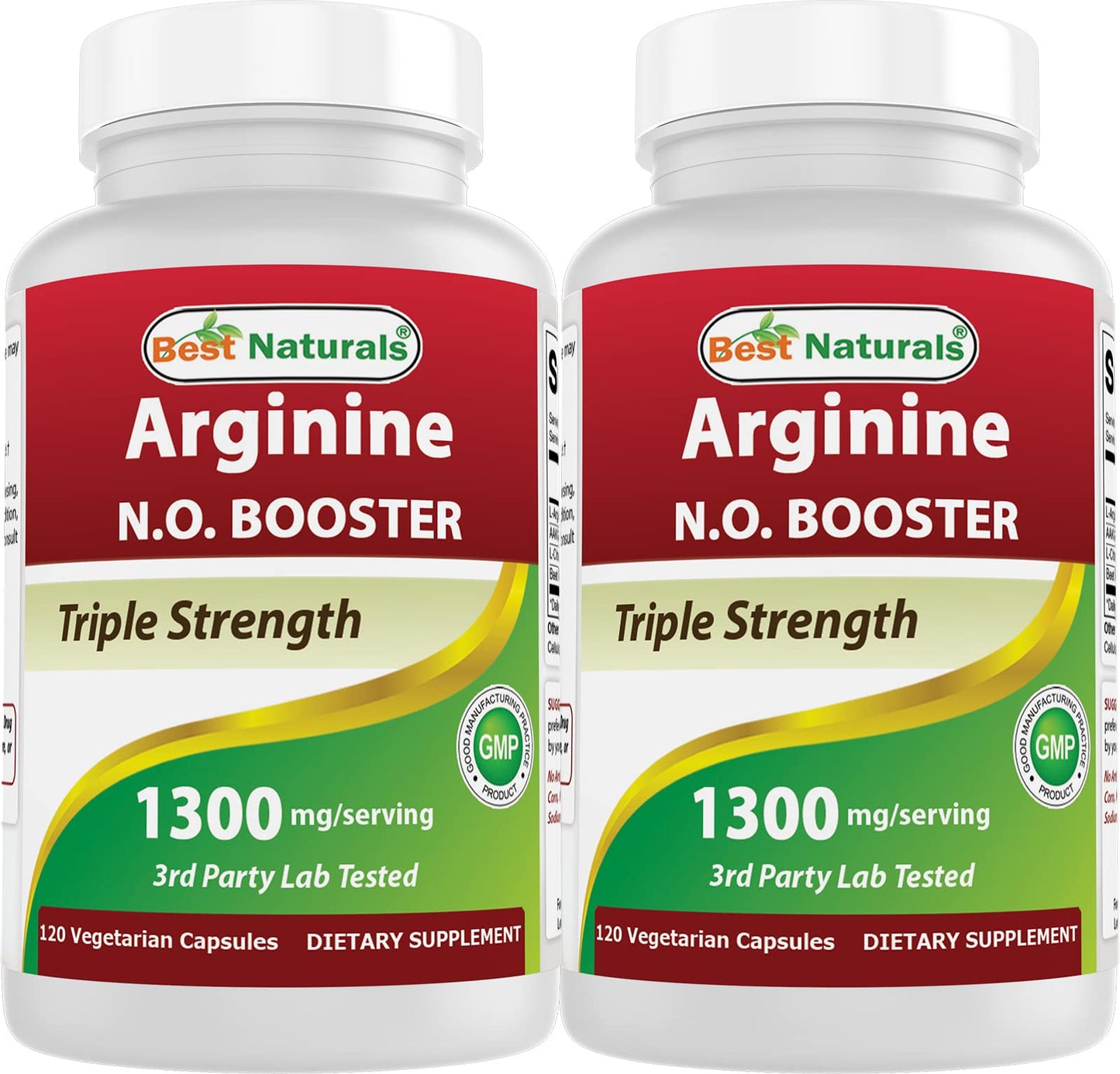 Best Naturals L-Arginine NO Booster Triple Strength 1300 mg Capsules, 120 Count