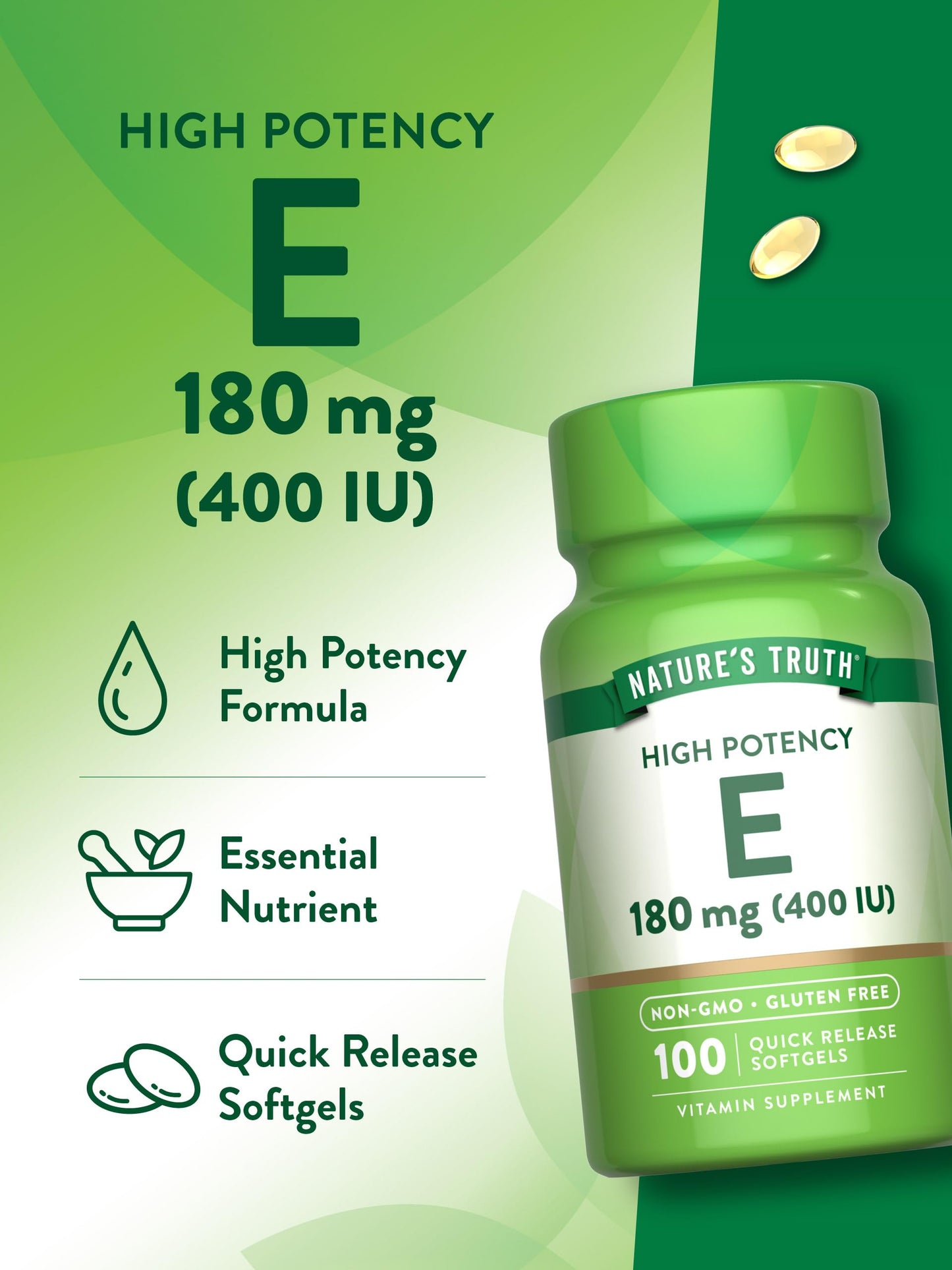 Nature's Truth Vitamin E Softgels 100 Count