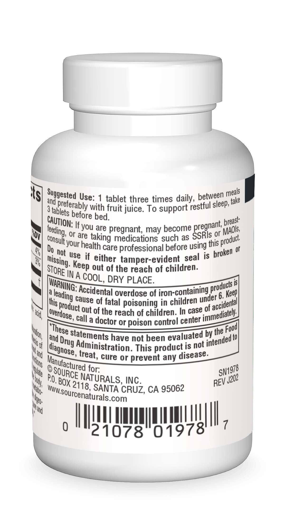 Source Naturals L-Tryptophan 500mg Tablet, 30 Tablets