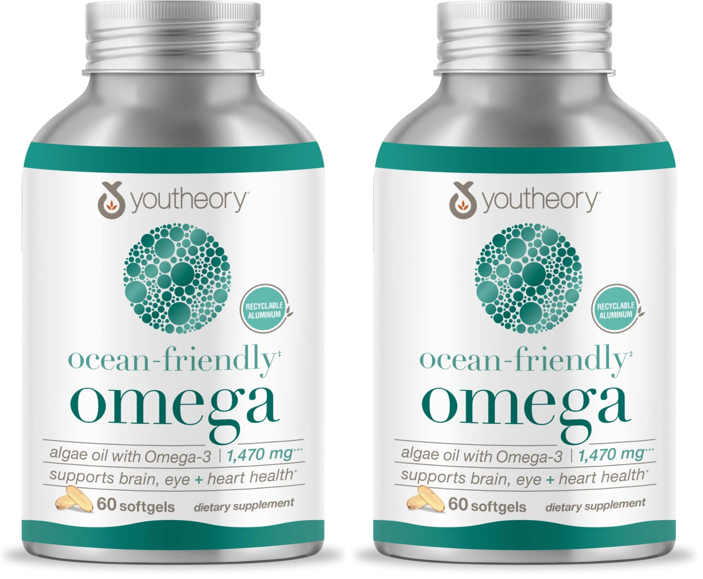 Youtheory Ocean-Friendly Omega Vegan Algae Omega-3 Softgels 120