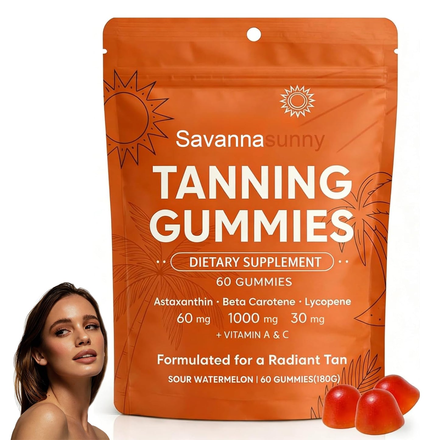 CORTISOL DRINK Tanning Gummies for Women Gummy 60 Count
