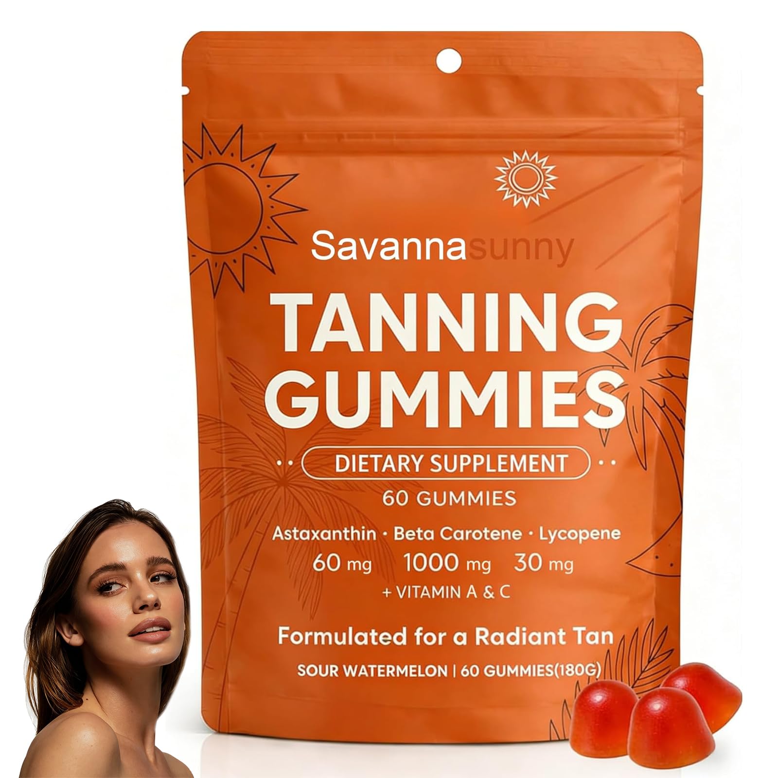 CORTISOL DRINK Tanning Gummies for Women Gummy 60 Count