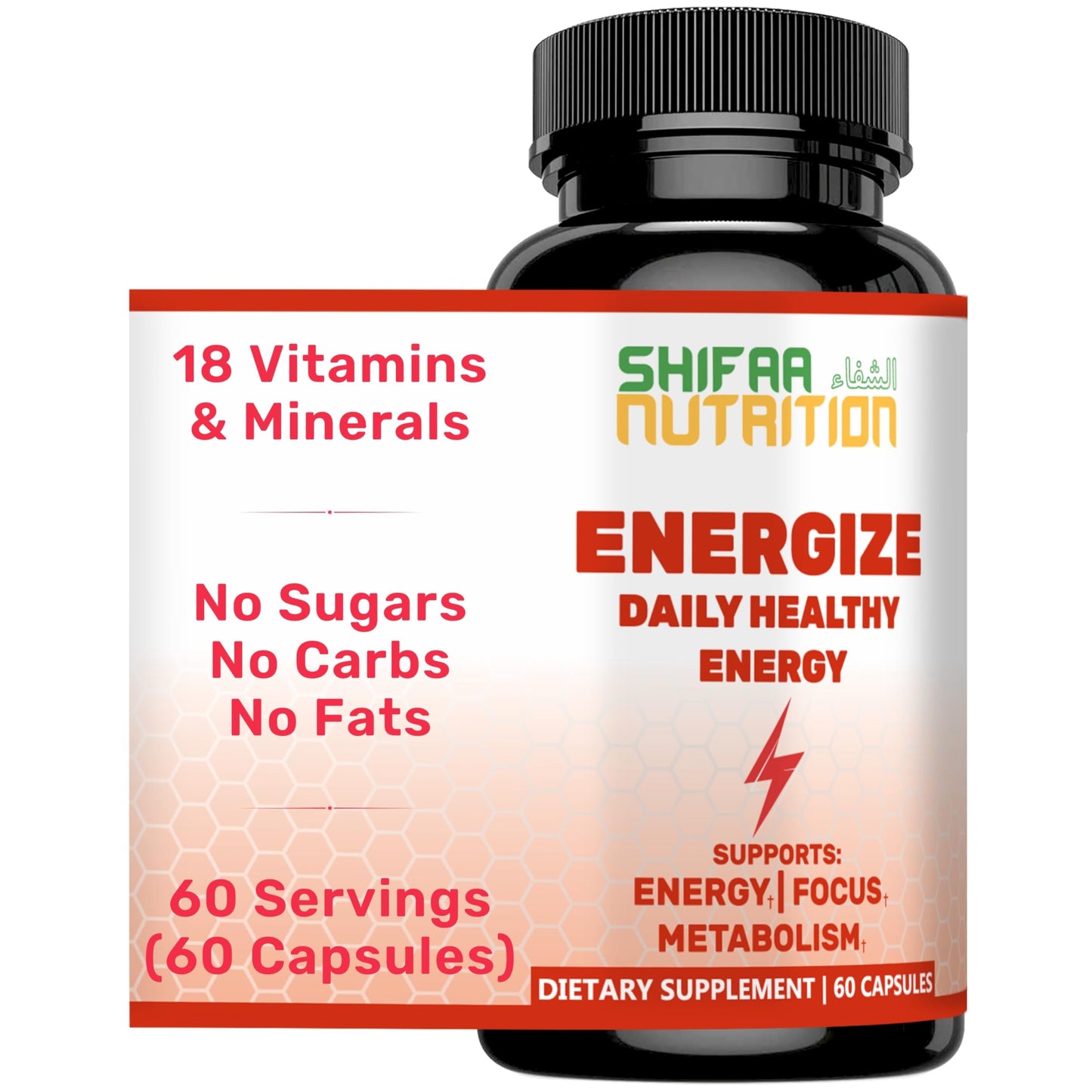 SHIFAA NUTRITION Energize Natural Daily Energy Vitamins Capsule 60 Count