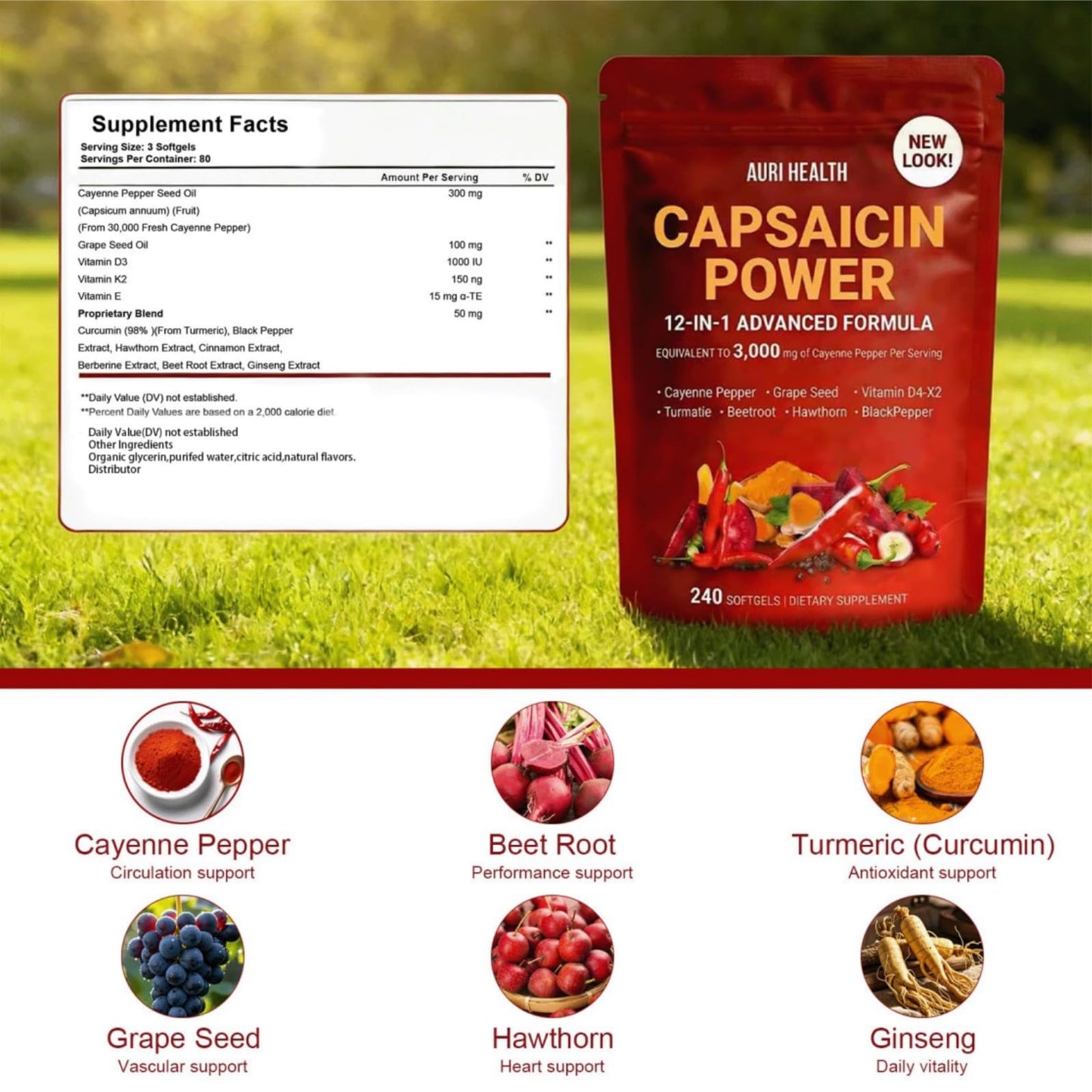 Auri Health Cayenne Pepper Softgels, 300 Count