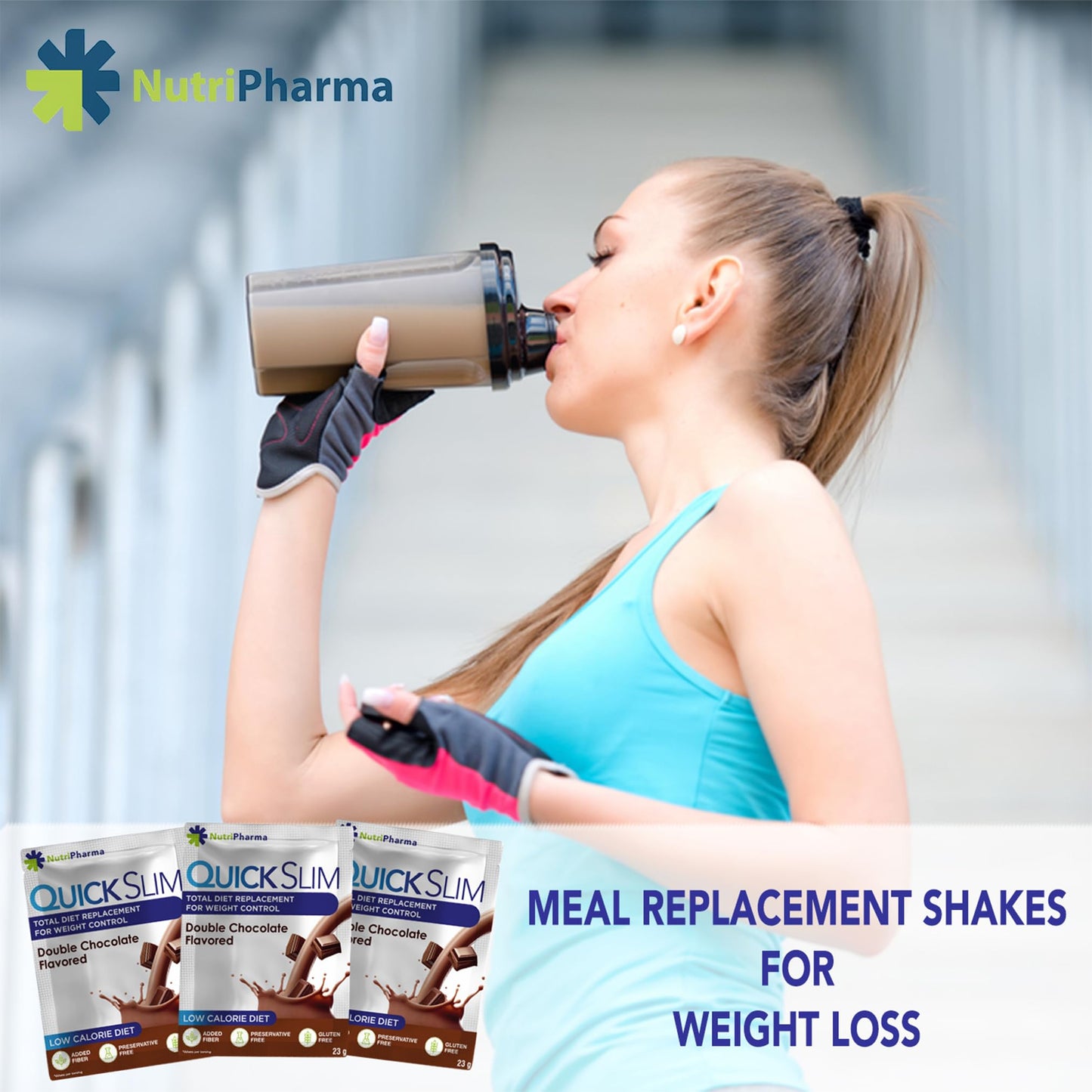 NUTRIPHARMA Quick Slim Meal Replacement Shake Powder for Weight Loss, 30 Sachets