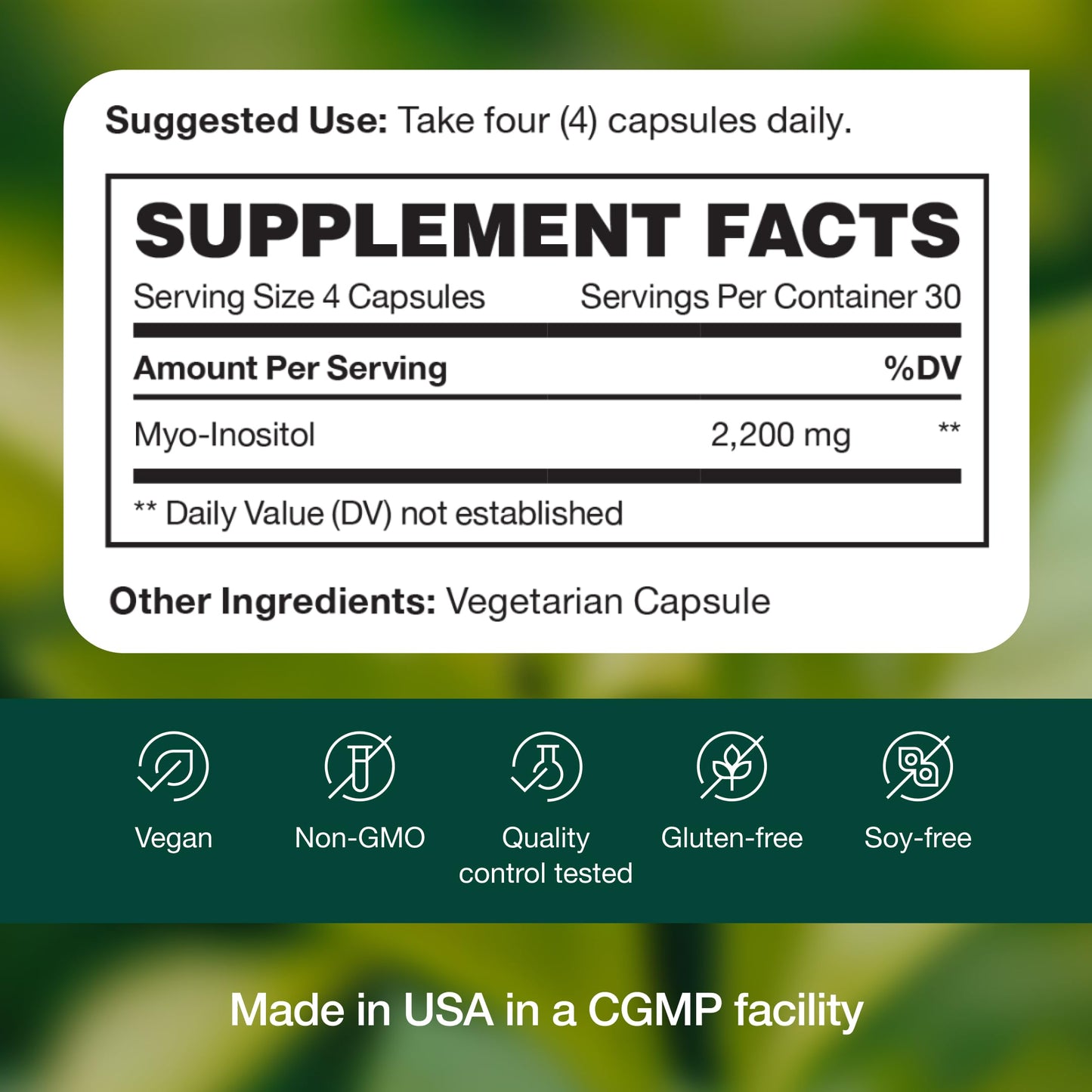 Fresh Nutrition Myo-Inositol 2200mg Capsule, 120 Capsules